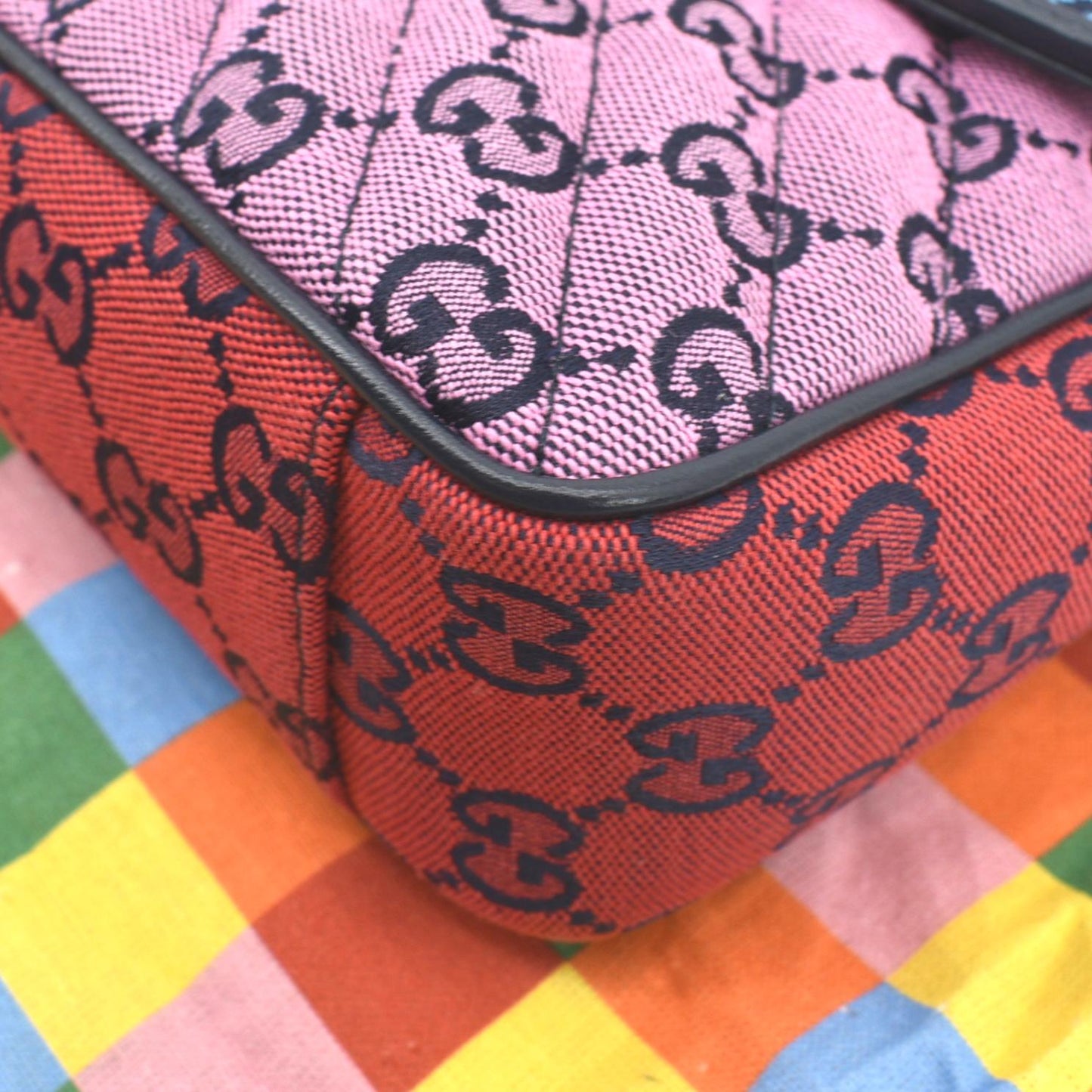 GUCCI GG Marmont Canvas Leather Crossbody Bag Multicolor 443497