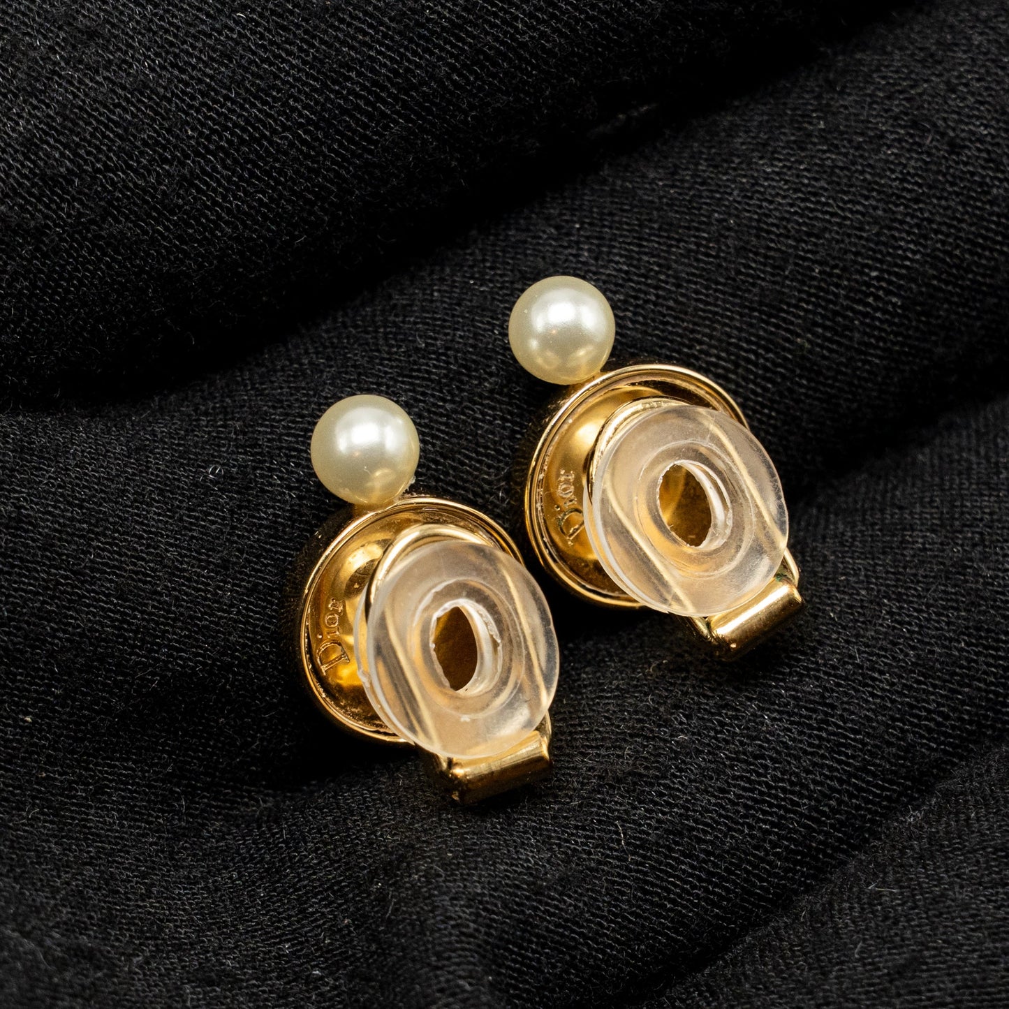 Dior Pearl/ dropped ear clips gold tone (sell in a set)