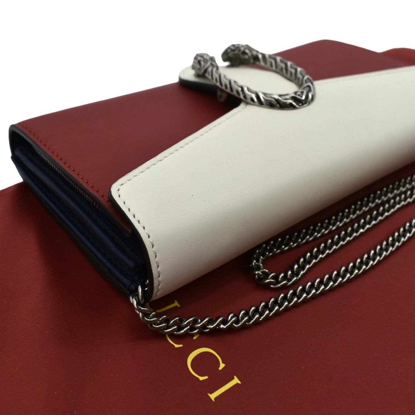GUCCI Dionysus Leather Chain Clutch Red 404141