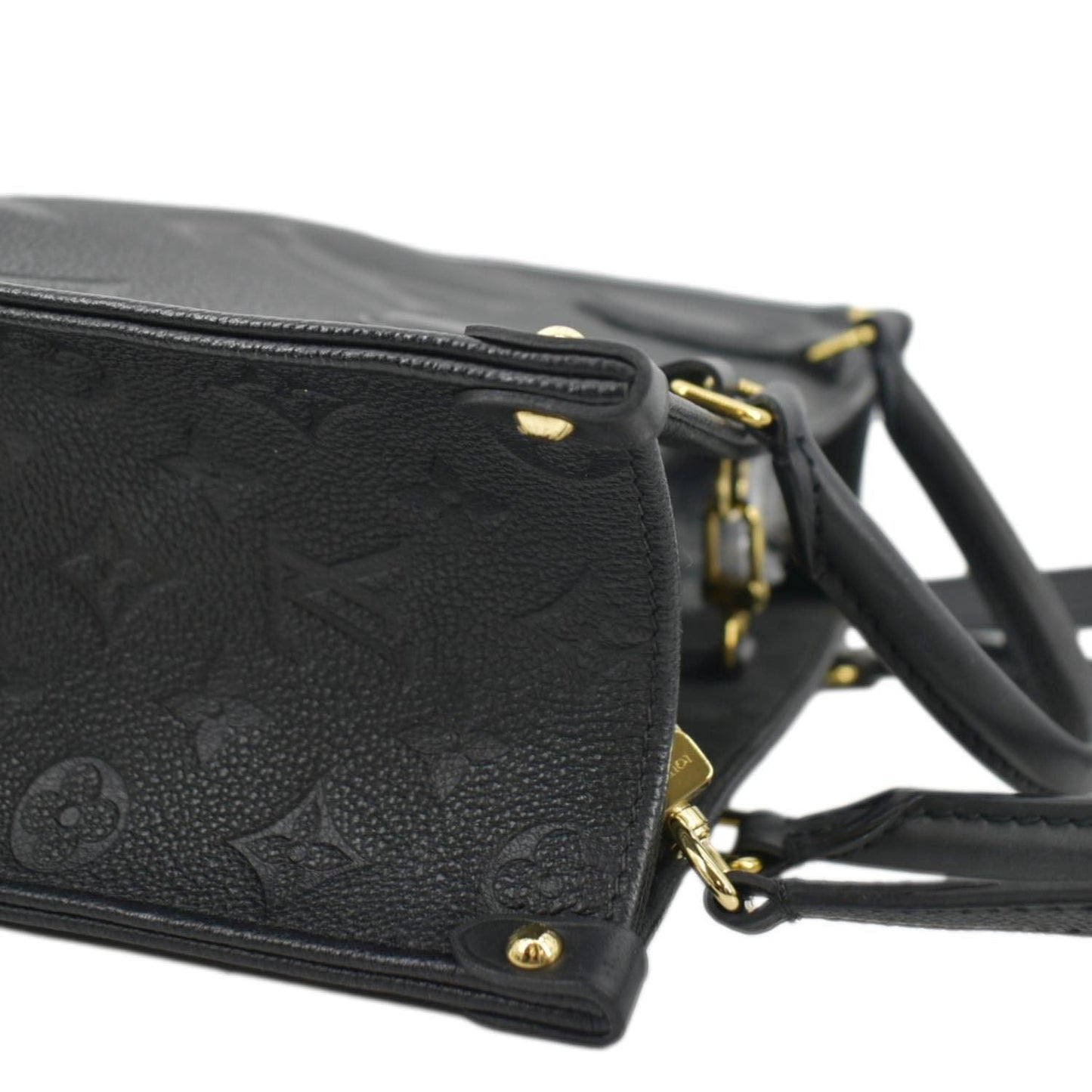 LOUIS VUITTON Onthego PM Monogram Empreinte Tote Shoulder Bag Black