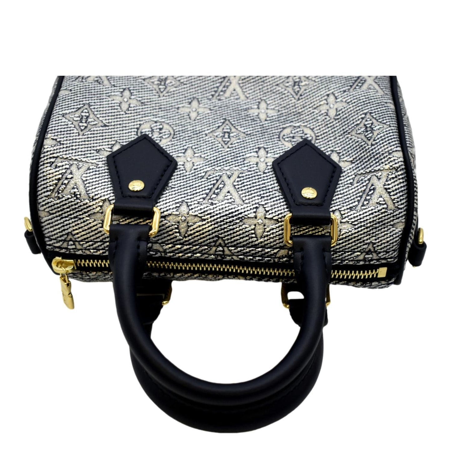 LOUIS VUITTON Speedy 20 Bandouliere Monogram Jacquard Canvas Satchel Bag Blue