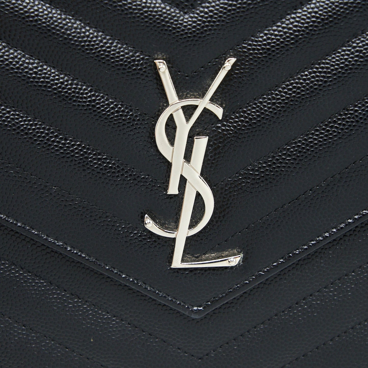 Saint Laurent Envelop Chain Wallet Grained Calfskin Black