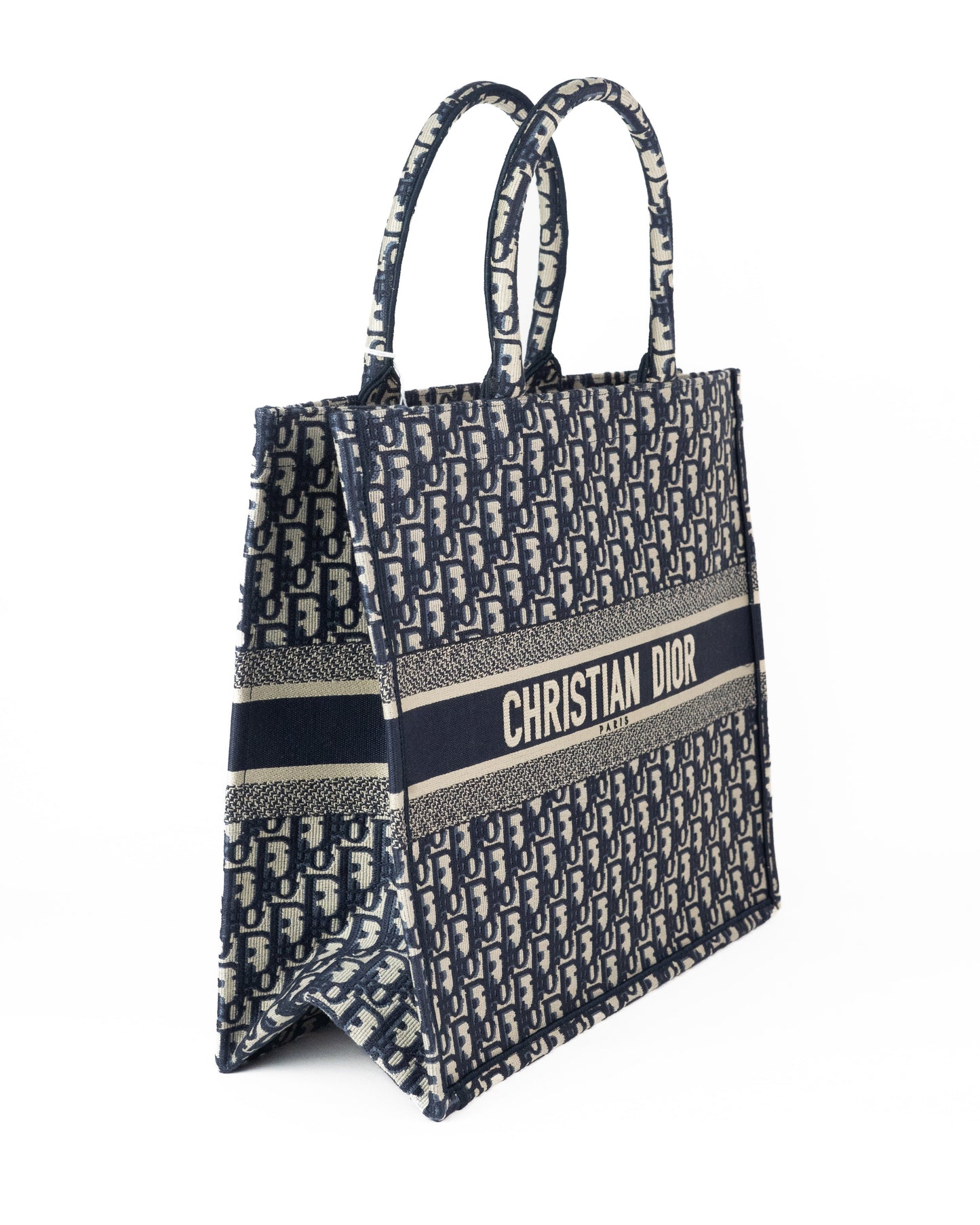 Dior Large Book Tote in Blue Dior Oblique Embroidery