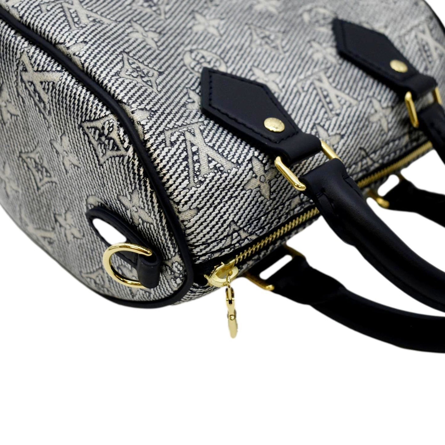 LOUIS VUITTON Speedy 20 Bandouliere Monogram Jacquard Canvas Satchel Bag Blue