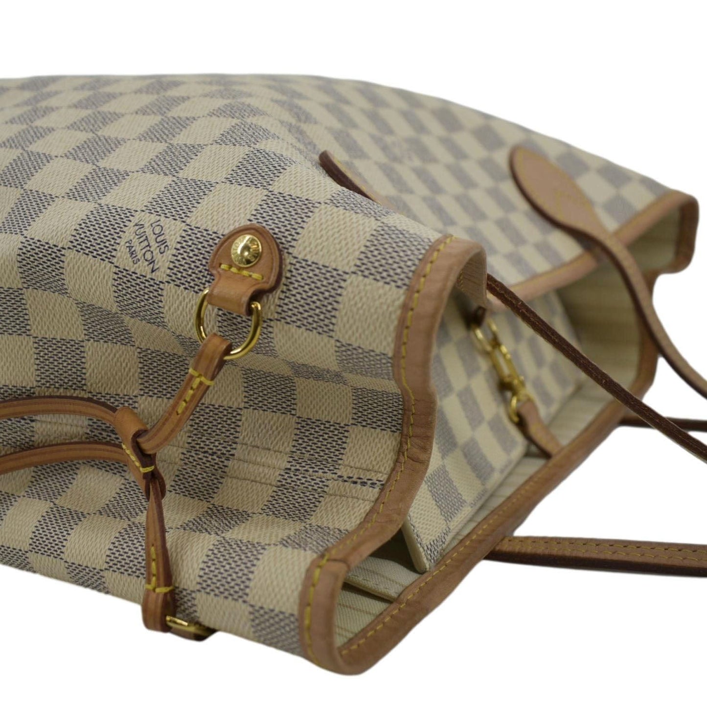 LOUIS VUITTON Neverfull MM Damier Azur Shoulder Bag White