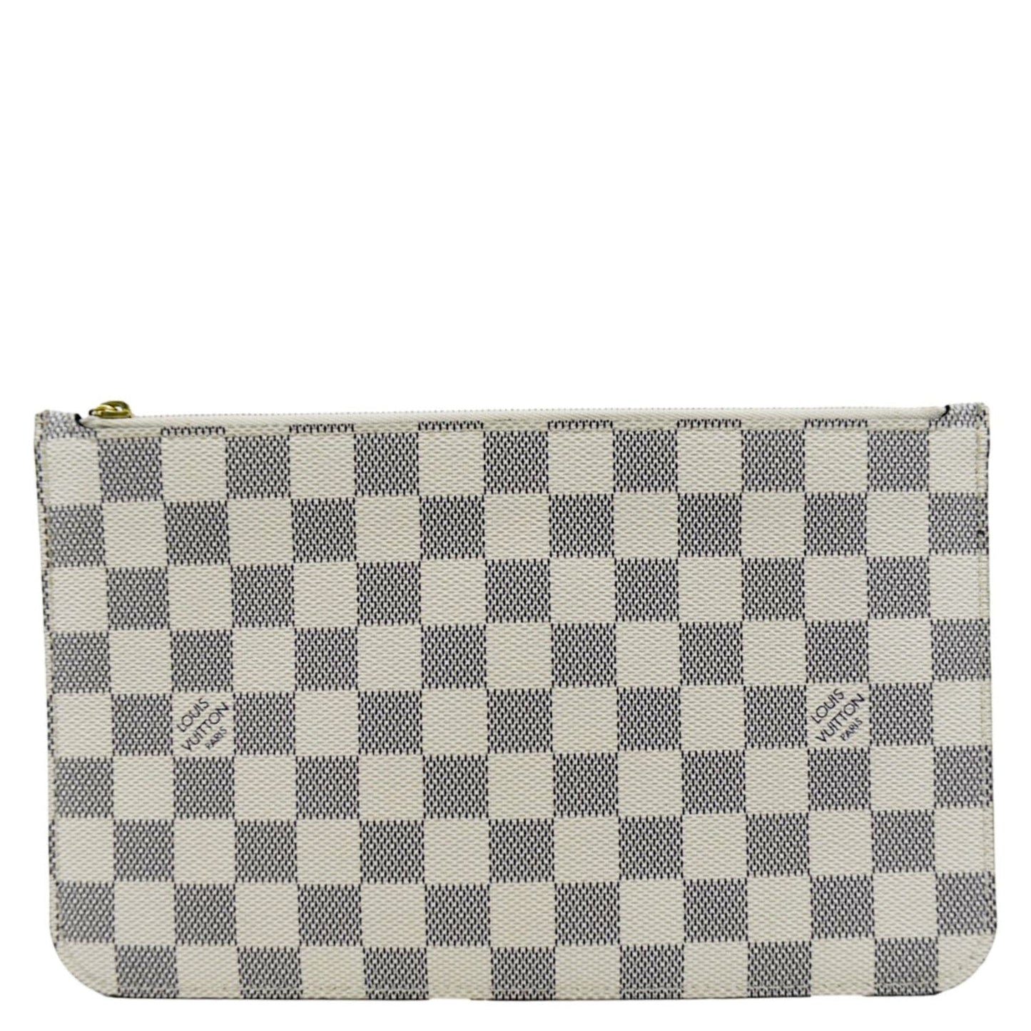 LOUIS VUITTON  Neverfull GM Damier Azur Pochette Wristlet Pouch White