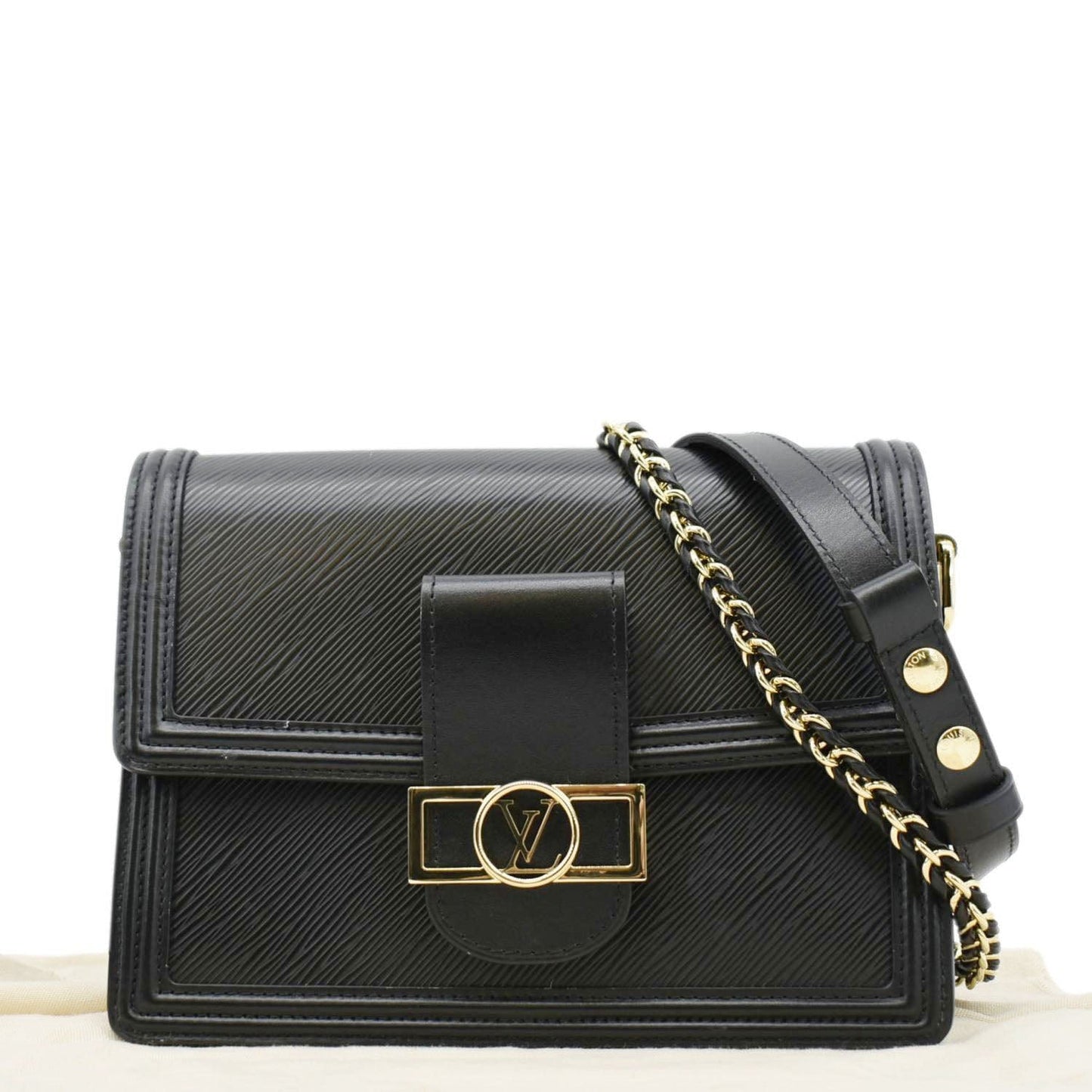 LOUIS VUITTON Dauphine MM Epi Leather Shoulder Bag Black