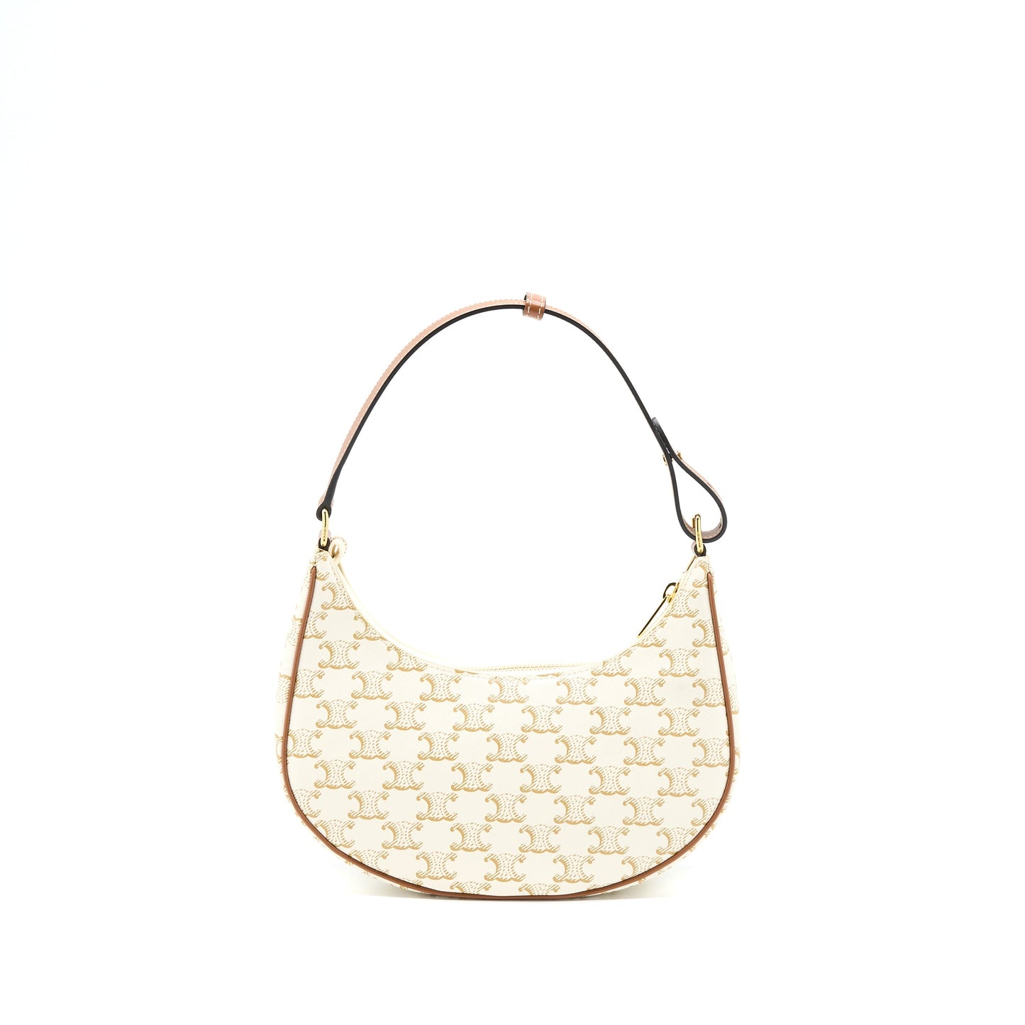Celine Ava Purse in Triomphe Canvas/Calfskin White