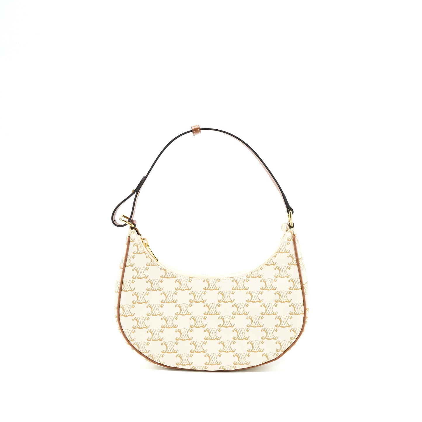 Celine Ava Purse in Triomphe Canvas/Calfskin White