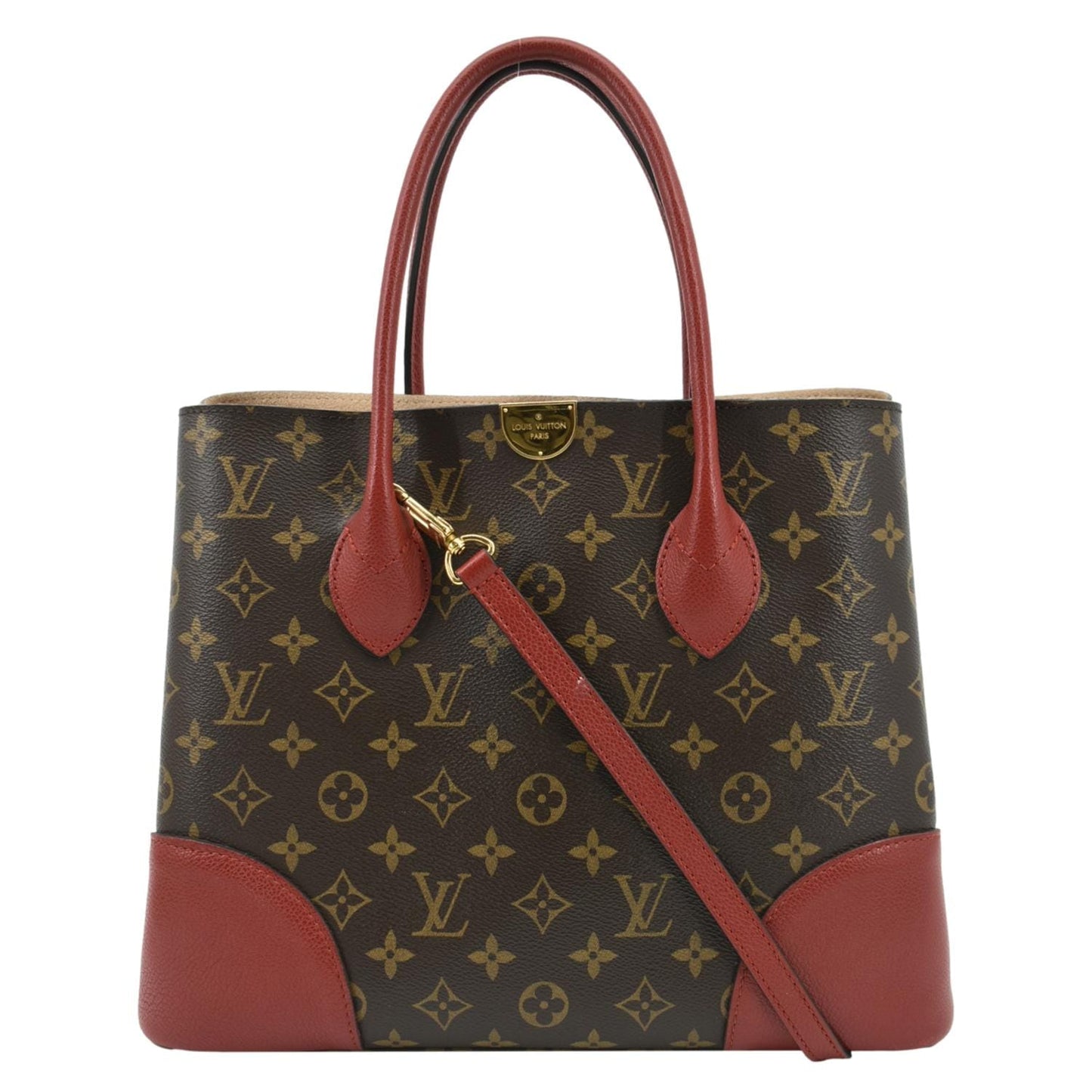 LOUIS VUITTON Flandrin Monogram Canvas Tote Shoulder Bag Cerise Cherry