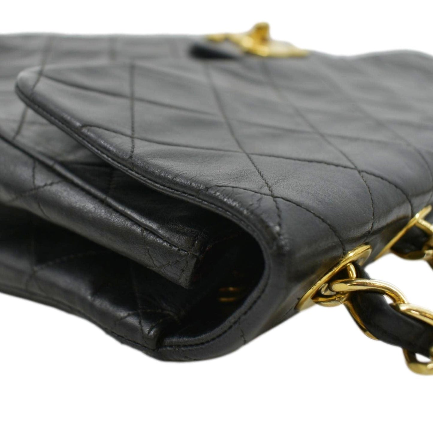 CHANEL Maxi Vintage Flap Quilted Leather Shoulder Bag Black