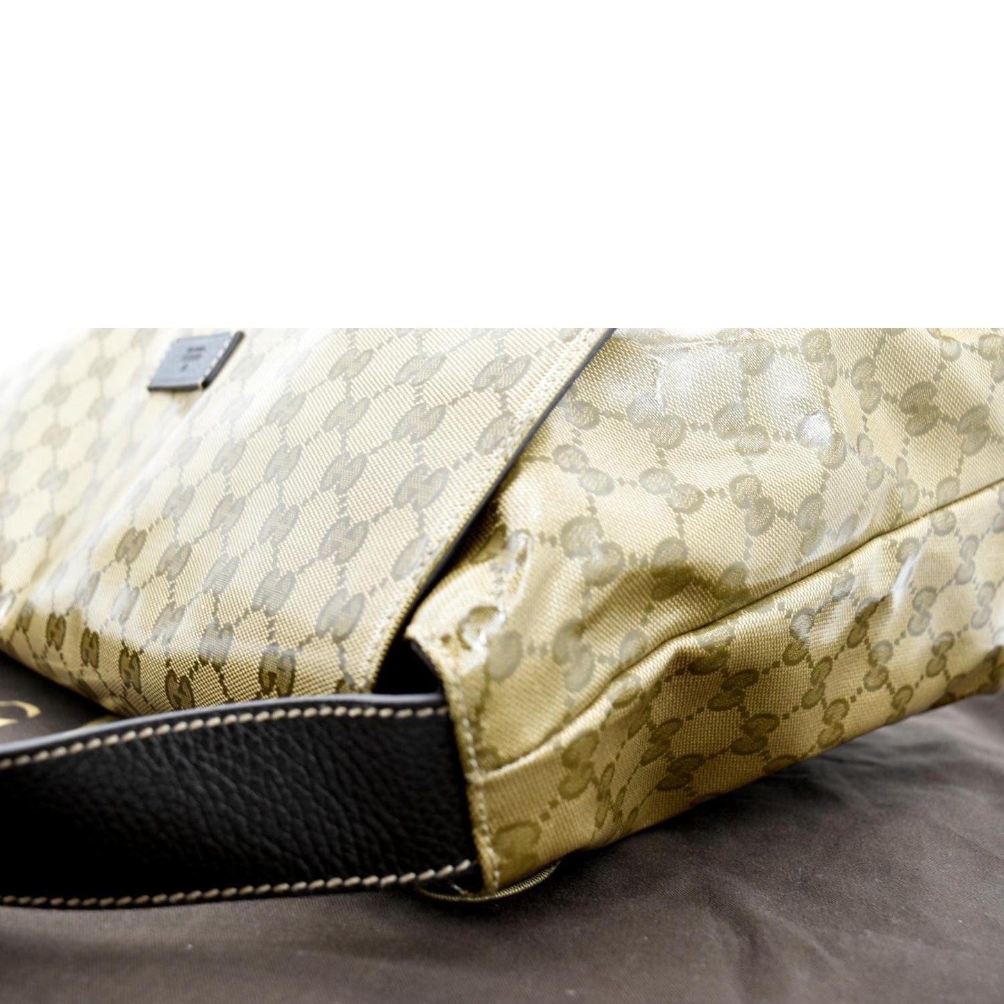 GUCCI Crystal GG Monogram Flap Coated Canvas Messenger Bag Beige 272350