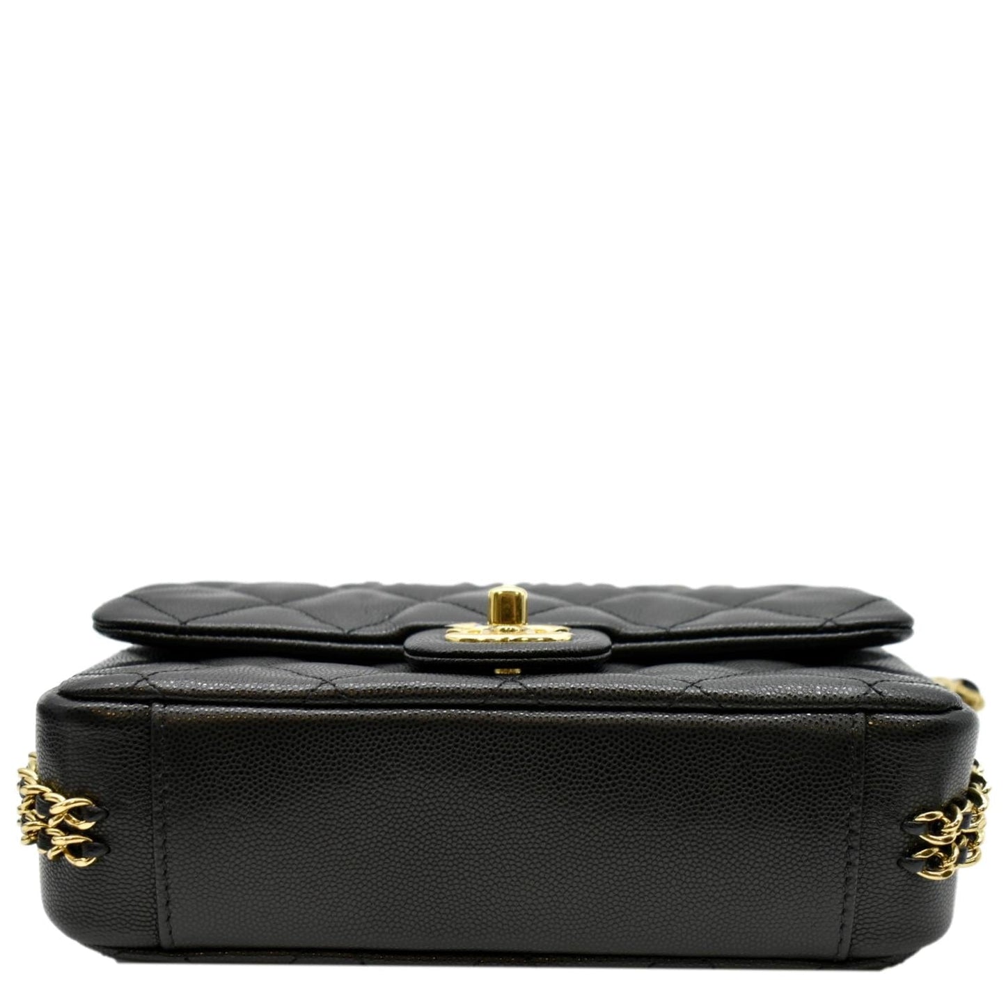 CHANEL Mini Flap Grained Calfskin Leather Shoulder Bag Black