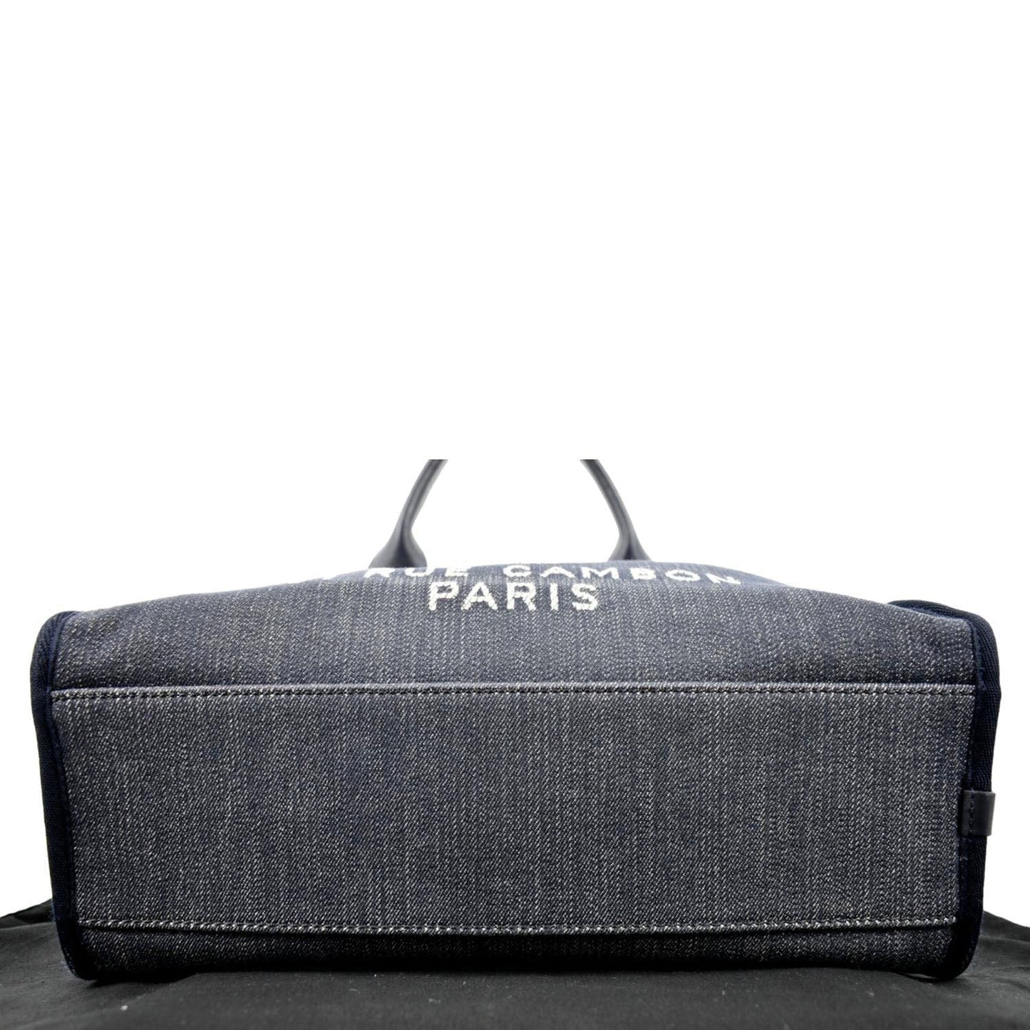 CHANEL Deauville Medium Bowling Denim Shoulder Bag Blue