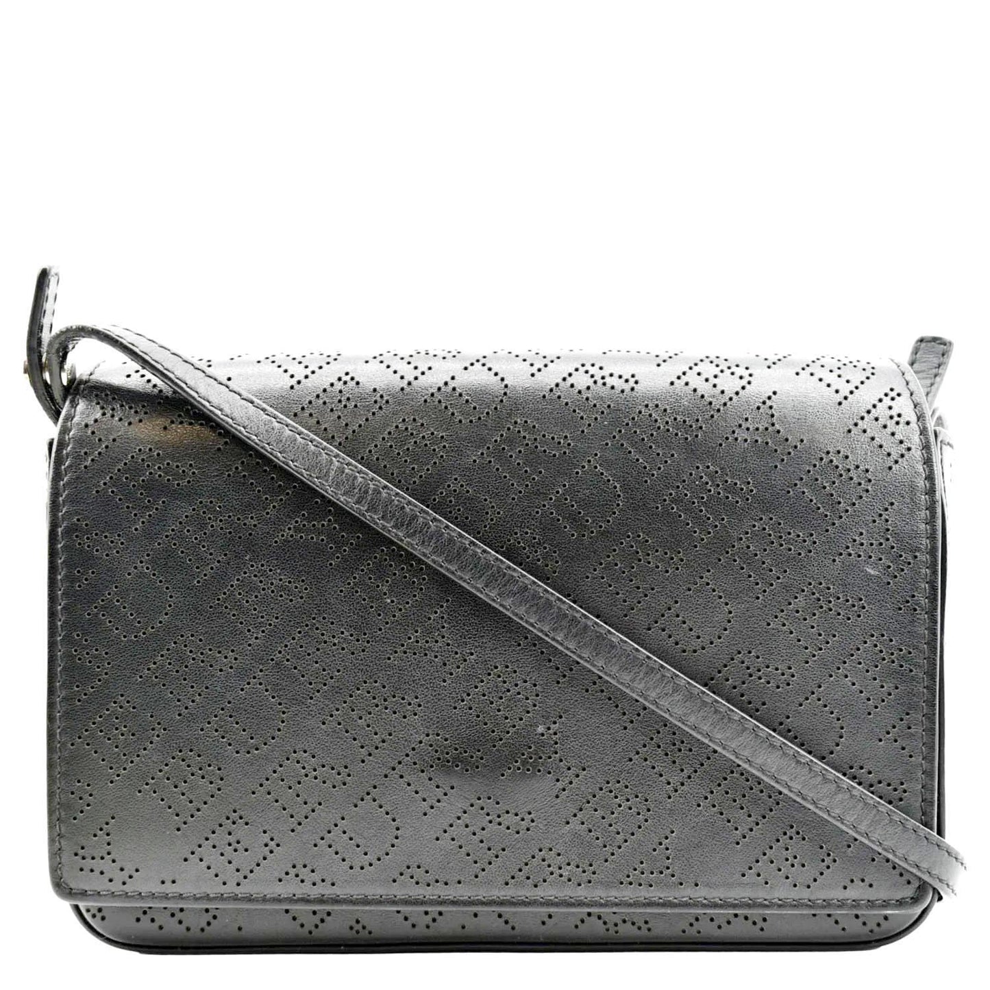 BURBERRY Hampshire Perforated Leather Crossbody Bag Black