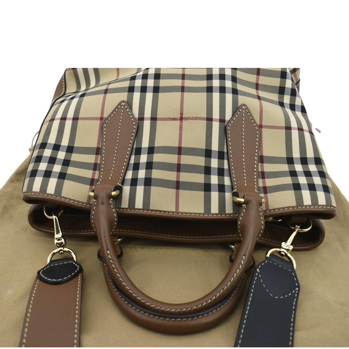BURBERRY Medium Ballingdon House Check Canvas Crossbody Bag Beige