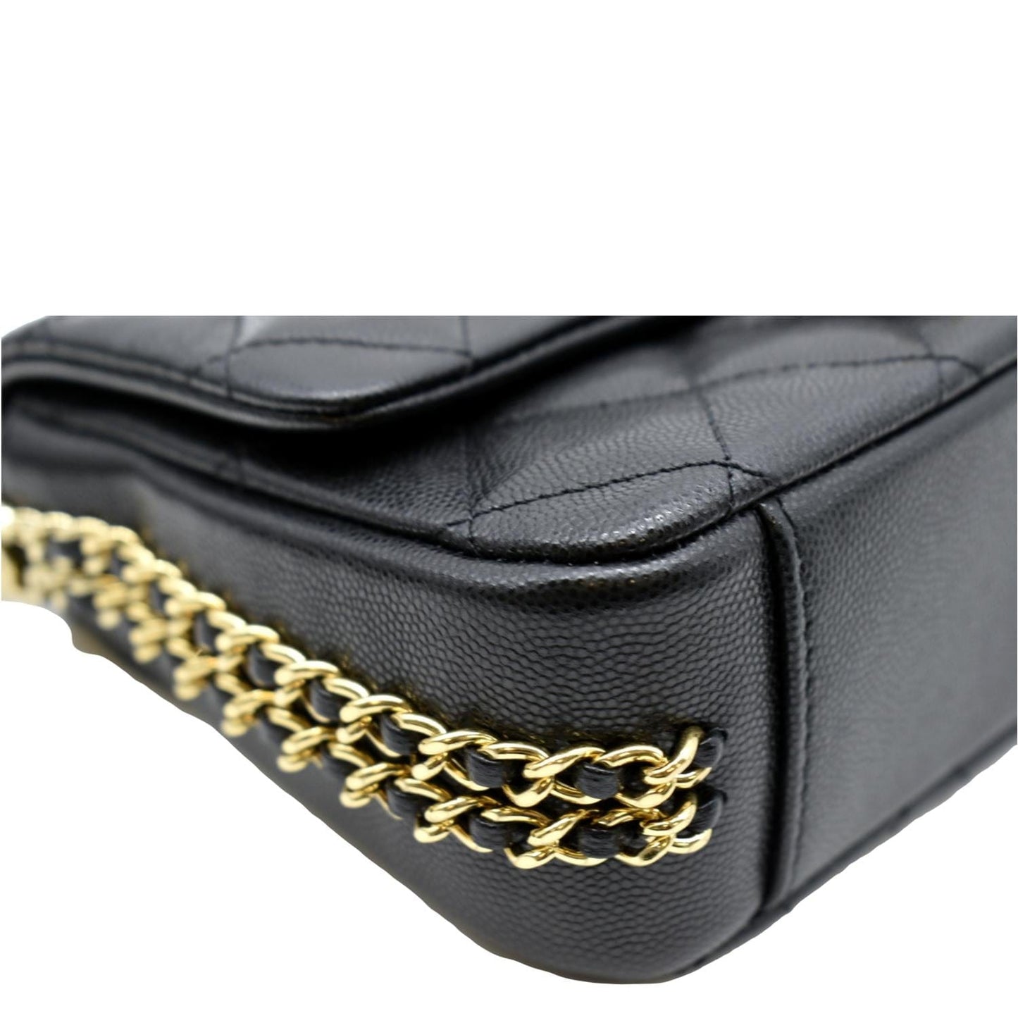 CHANEL Mini Flap Grained Calfskin Leather Shoulder Bag Black