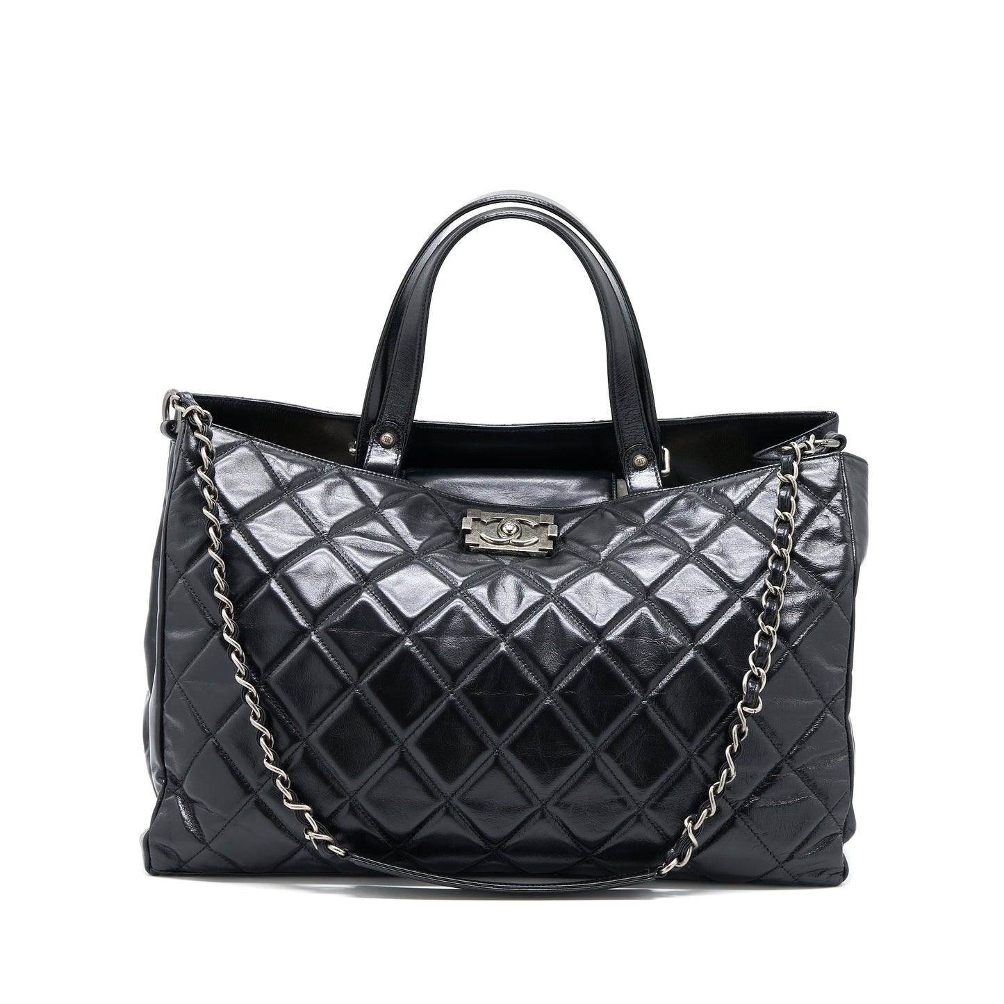 Chanel Large Tote Bag Calfskin Black Ruthenium Hardware
