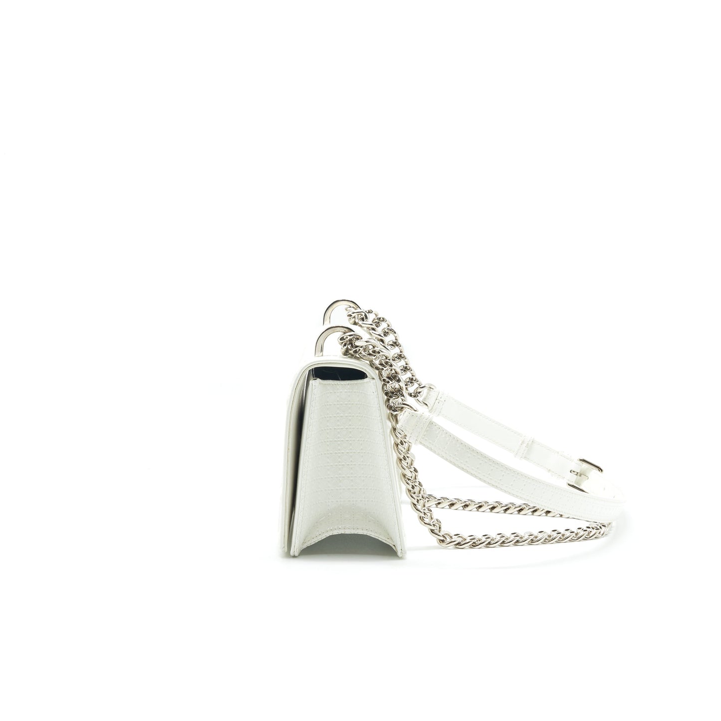 Christian Dior Small Cannage Diorama Patent Leather in White SHW