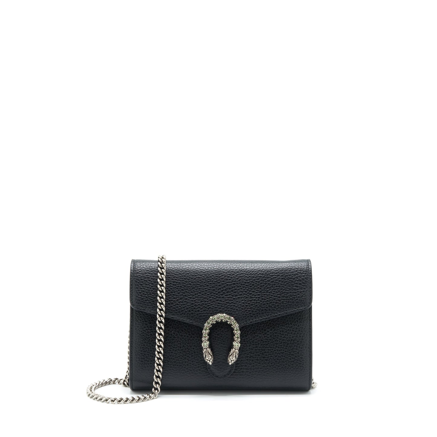 Gucci Mini Dionysus Wallet On Chain Grained Calfskin Black