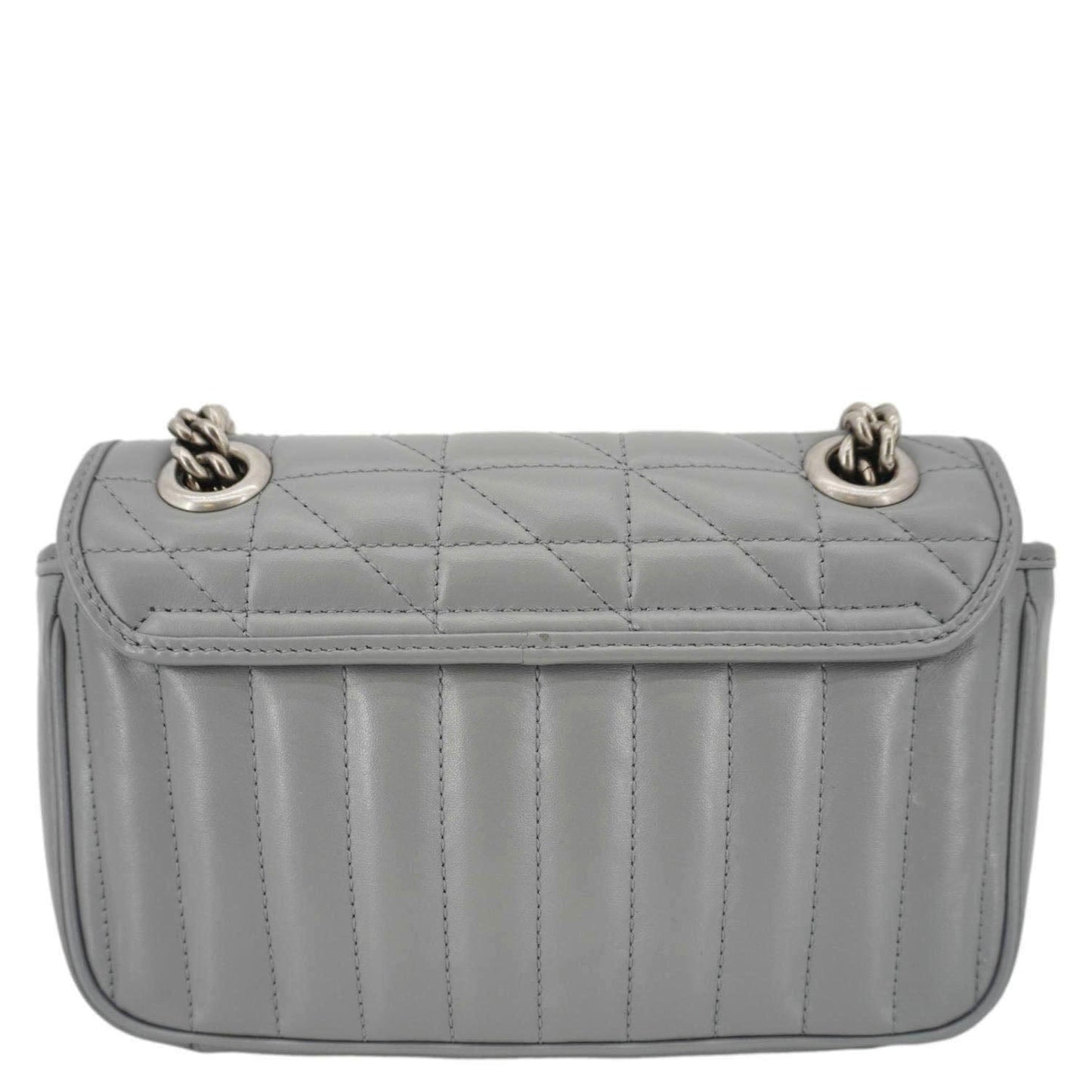 GUCCI GG Marmont Mini Matelasse Chevron Leather Shoulder Bag Gray 446744