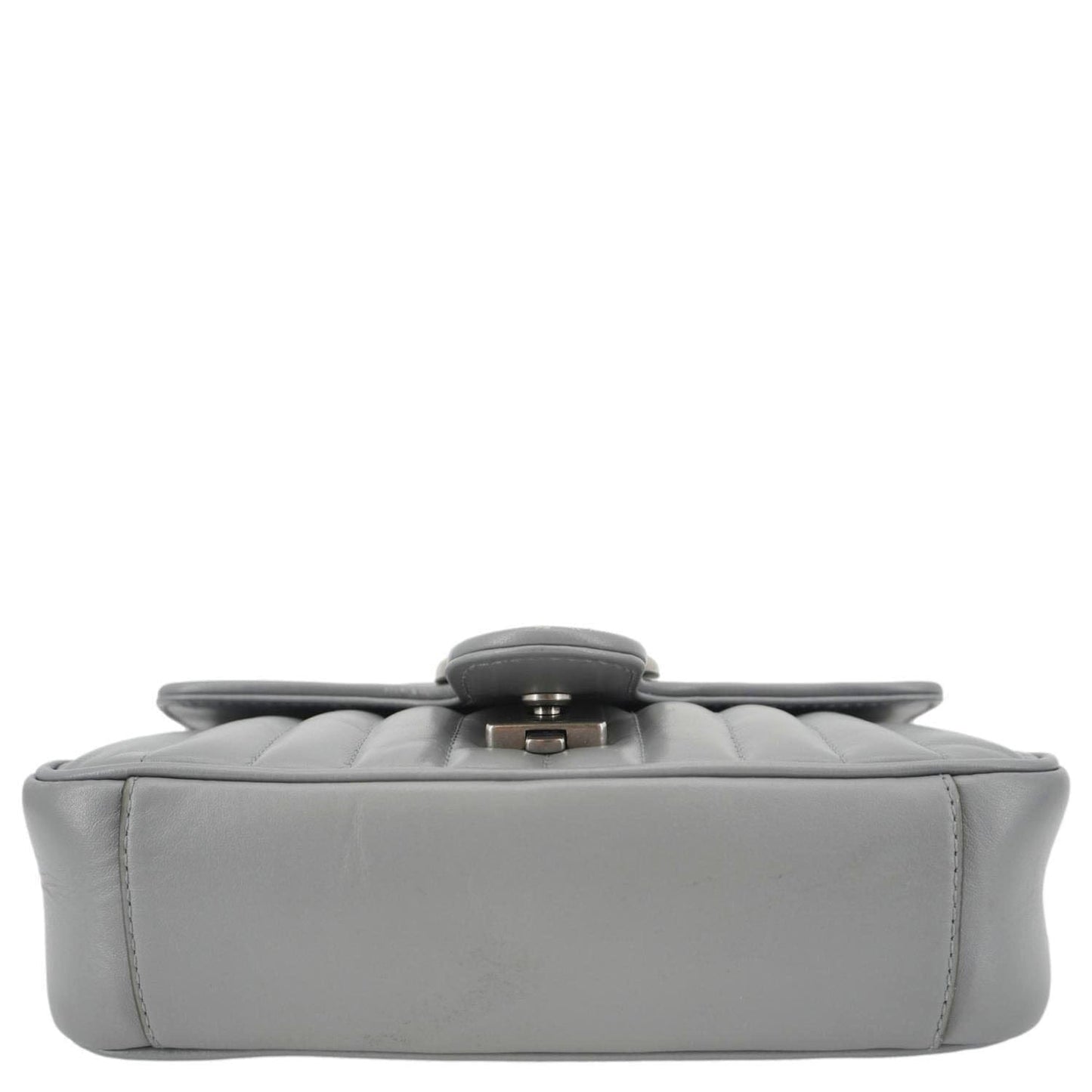 GUCCI GG Marmont Mini Matelasse Chevron Leather Shoulder Bag Gray 446744