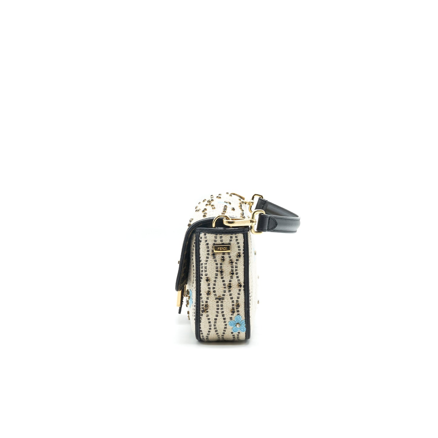 FENDI Baguette Iconic Medium White Raffia Purse Multicolor