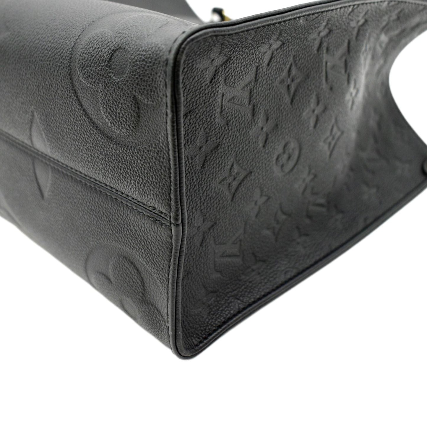 LOUIS VUITTON Onthego MM Giant Monogram Empreinte Leather Tote Bag Black