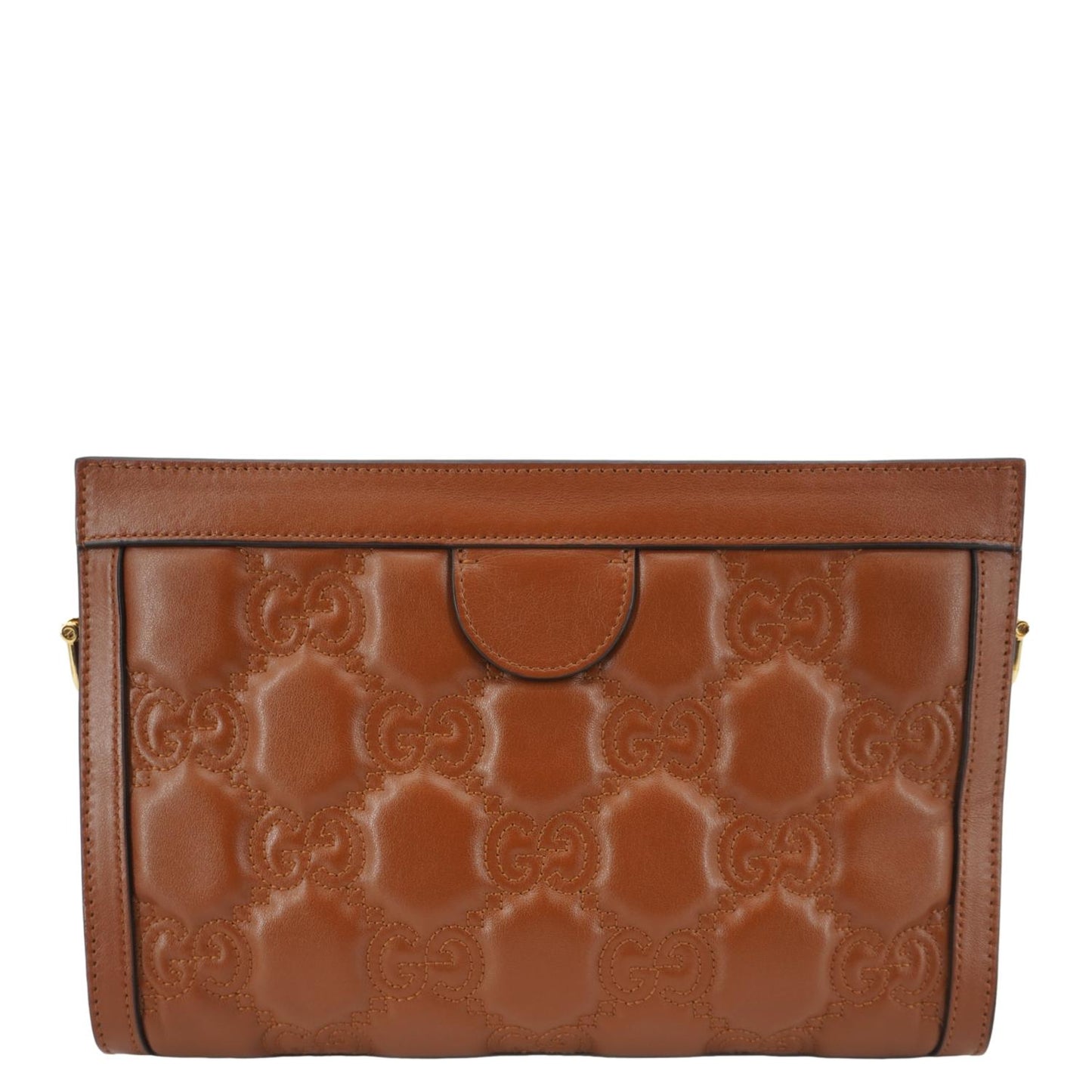 GUCCI Double G Small Matelasse Leather Shoulder Bag Brown 702200