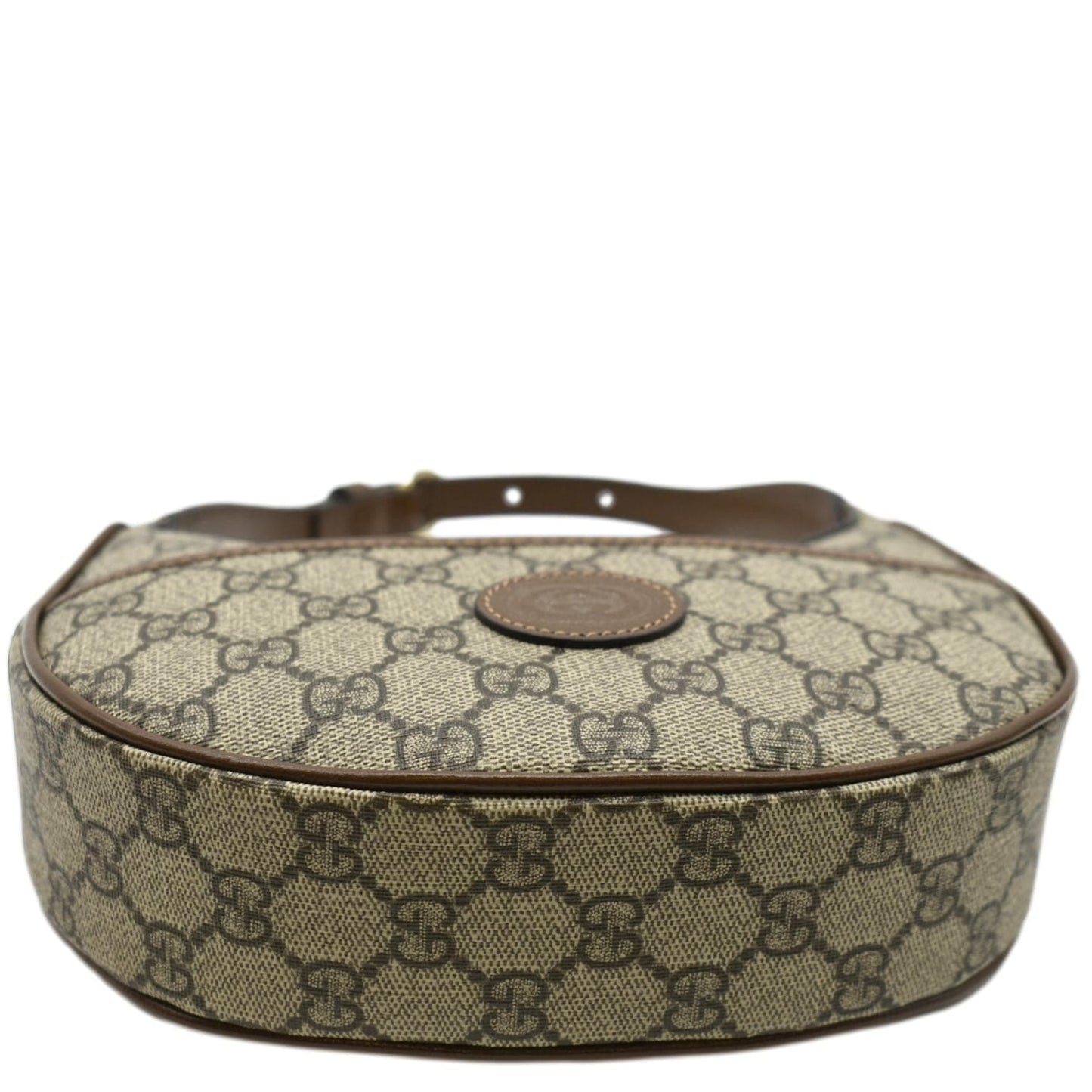 GUCCI Half Moon Mini GG Supreme Canvas Crossbody Bag Beige 726843