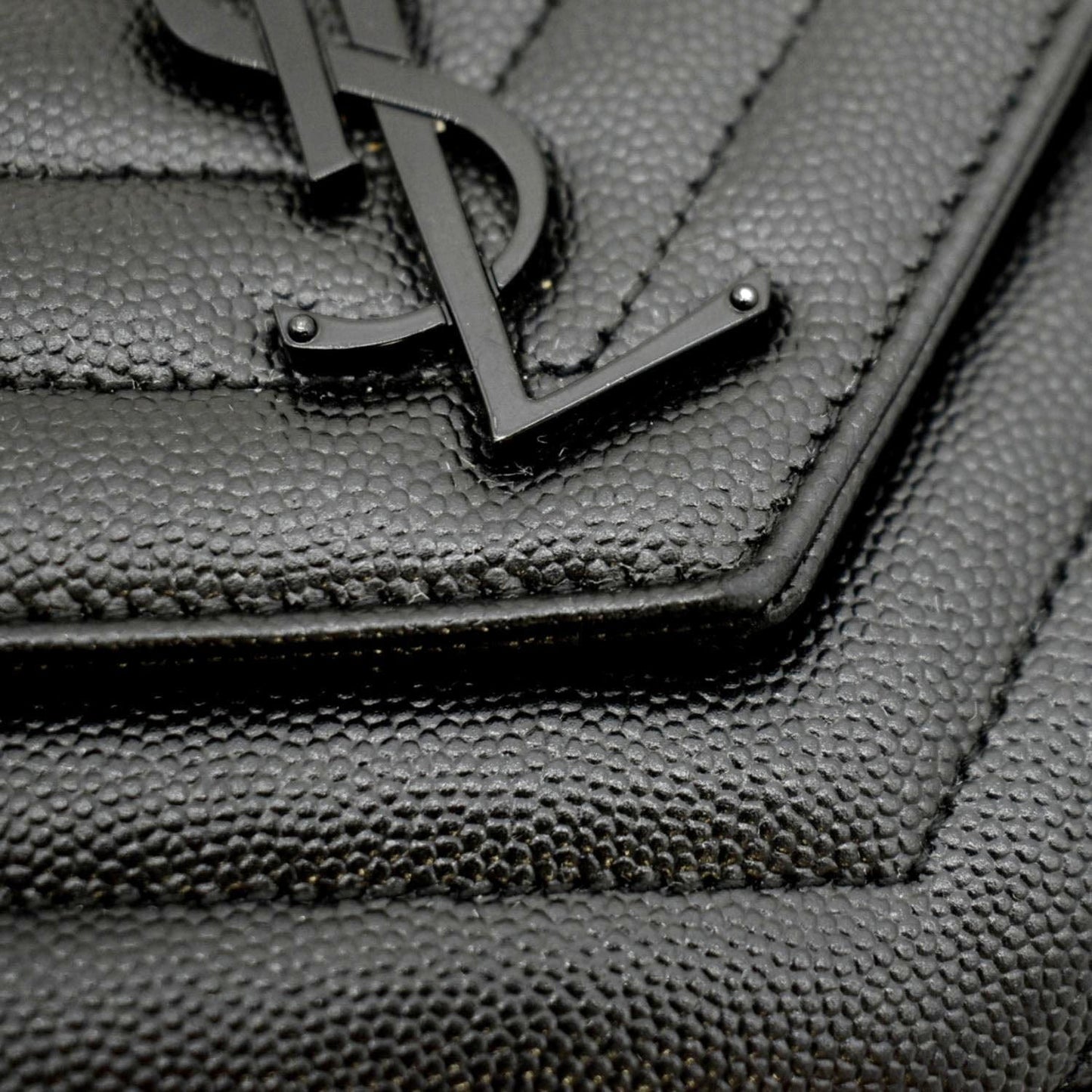 YVES SAINT LAURENT Cassandre Matelasse Chain Wallet Crossbody Bag Black