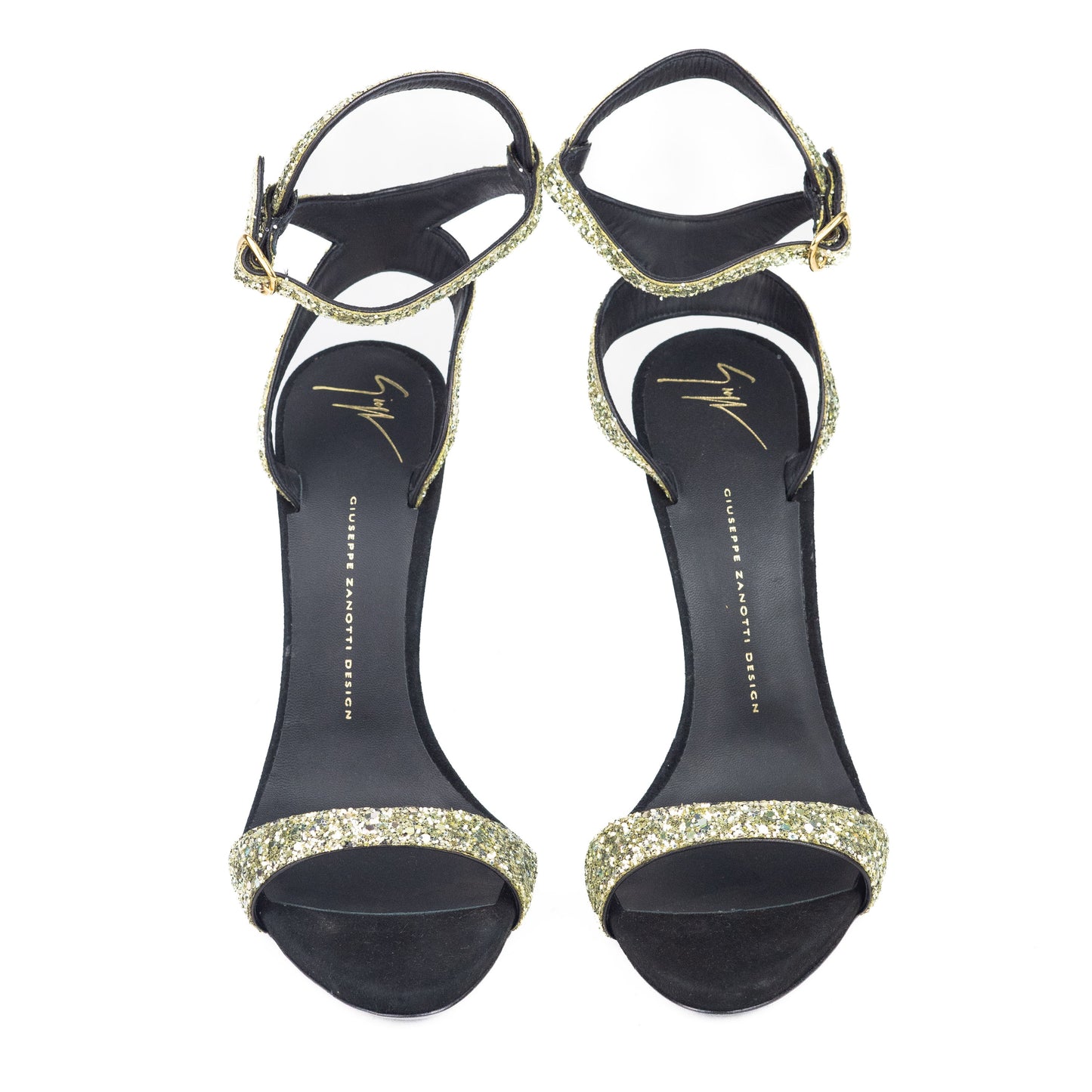 Giuseppe Green and black glitter sandals