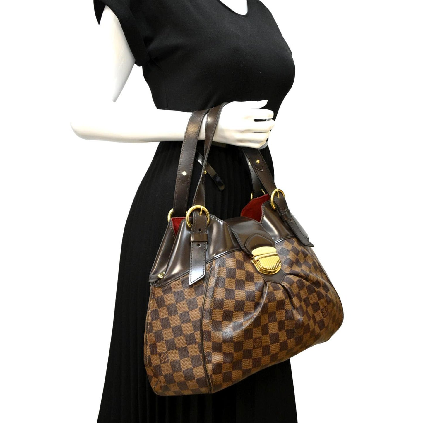 LOUIS VUITTON Sistina GM Damier Ebene Shoulder Bag Brown