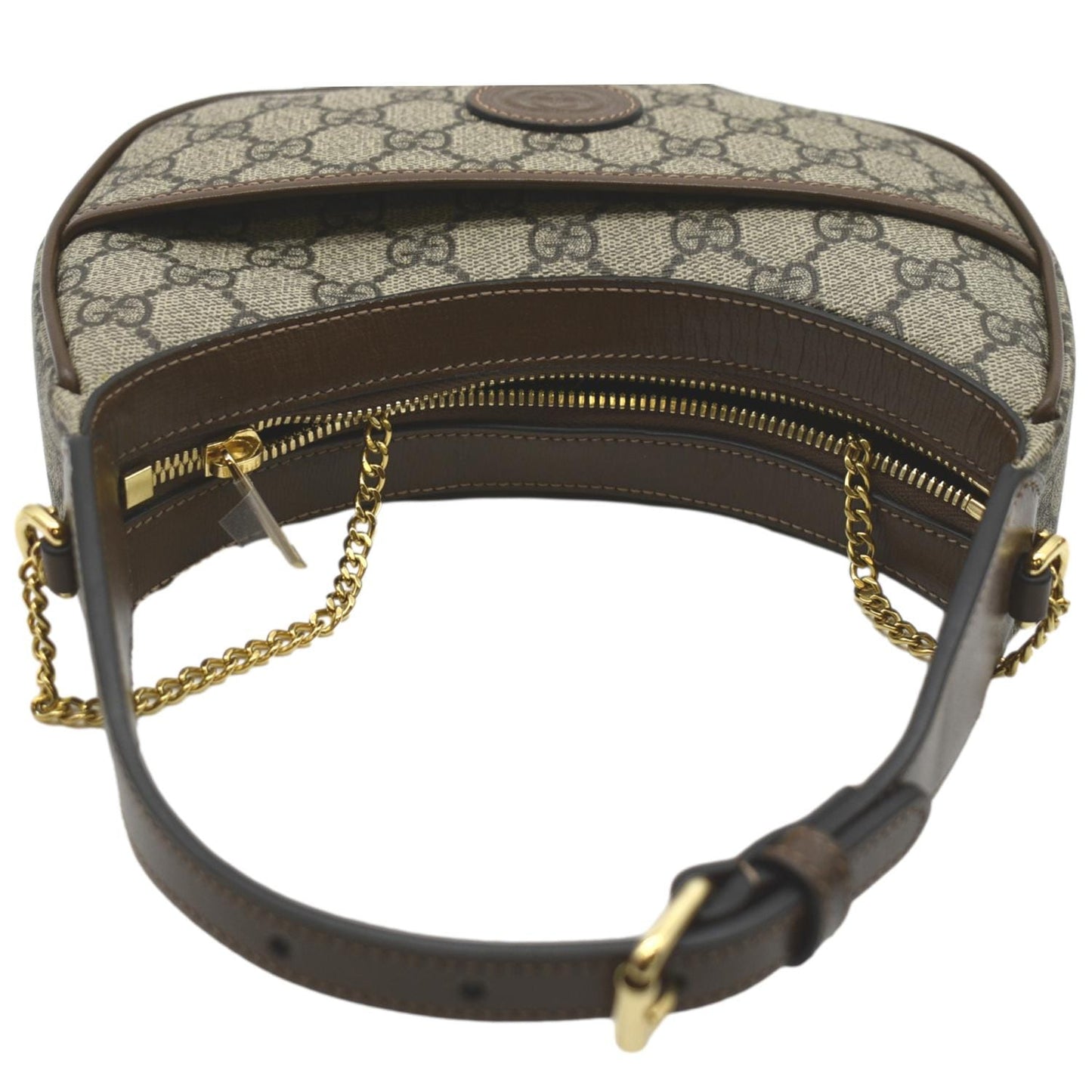GUCCI Half Moon Mini GG Supreme Canvas Crossbody Bag Beige 726843