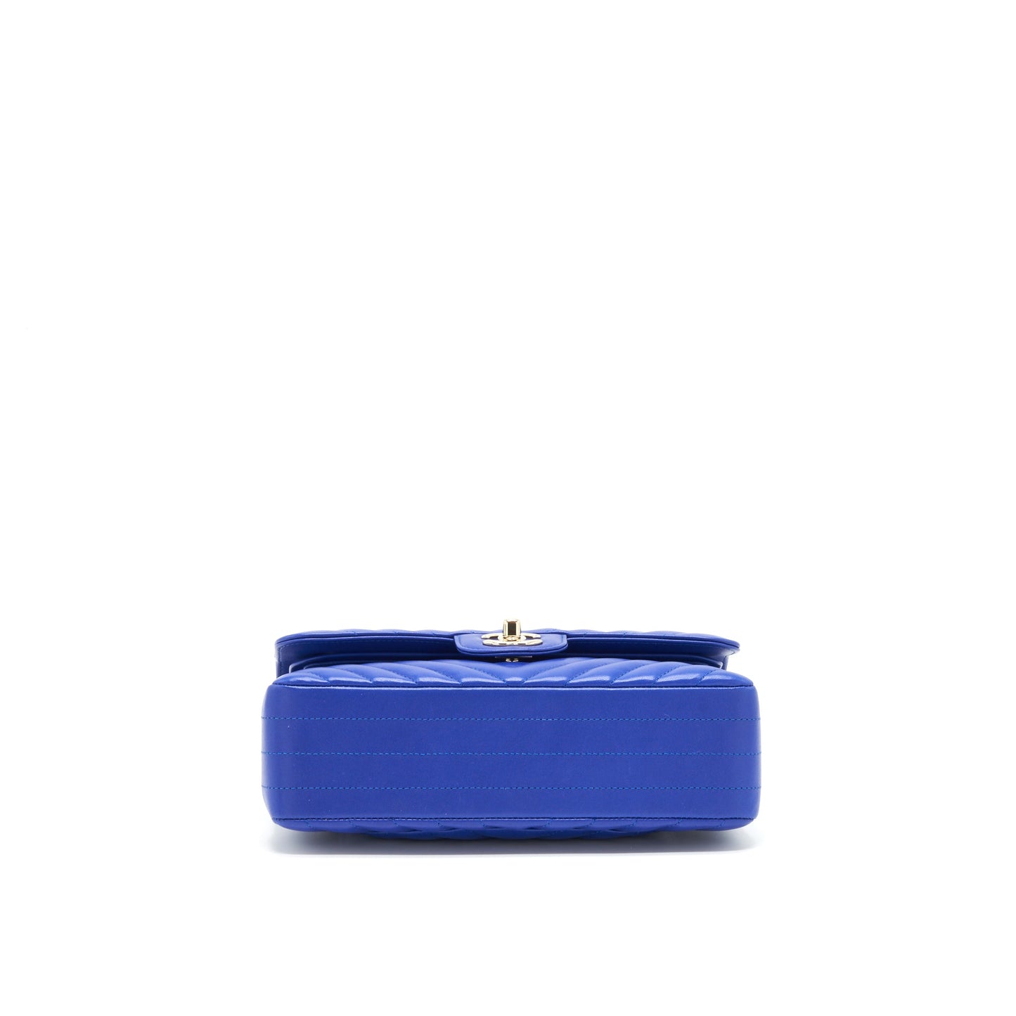 Chanel Small Classic Flap Bag Chevron Lambskin Blue LGHW