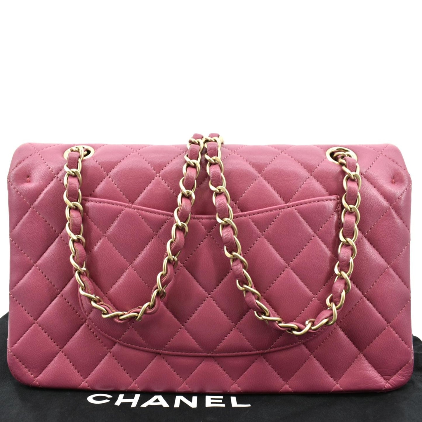 CHANEL Classic Medium Double Flap Quilted Leather Shoulder Bag Pink