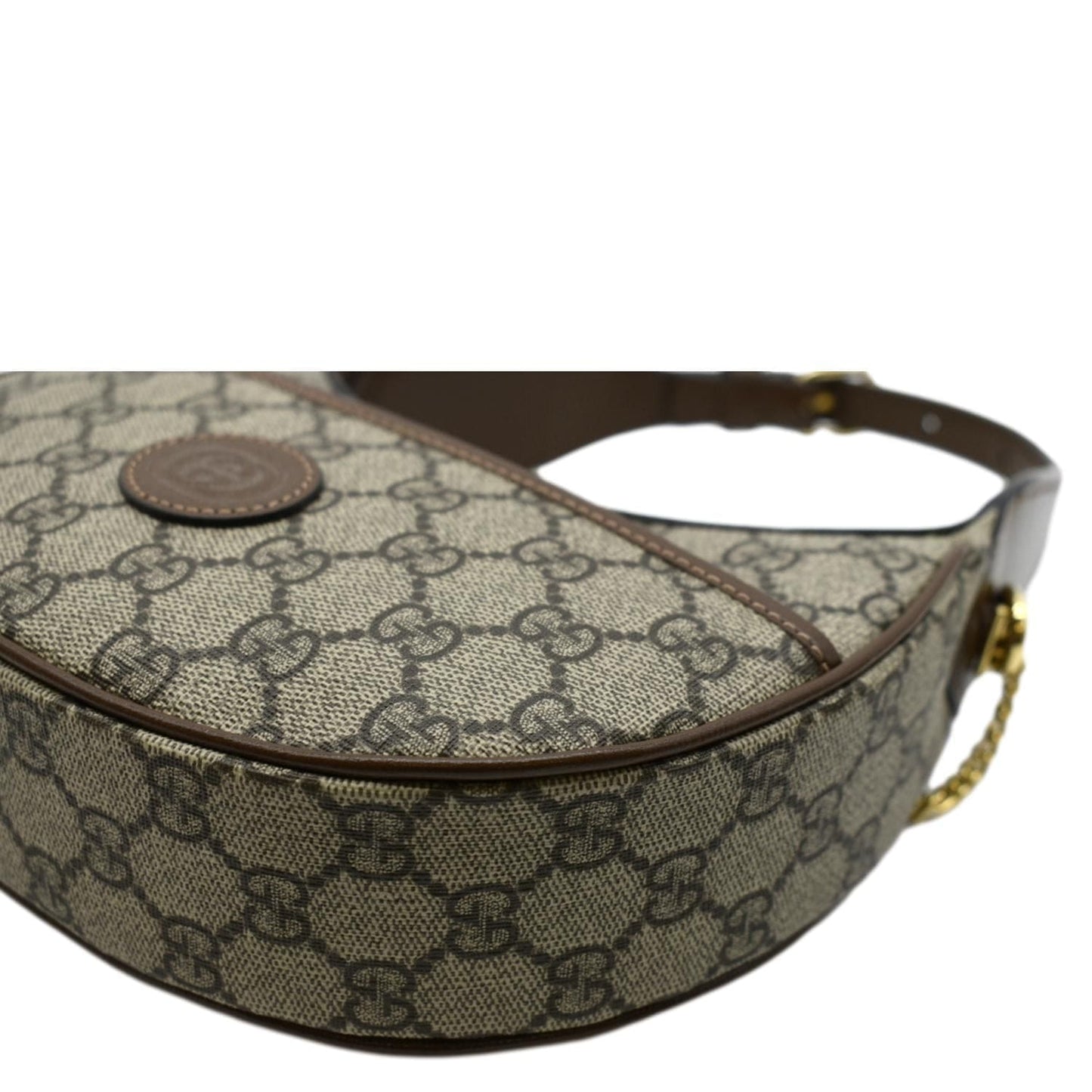 GUCCI Half Moon Mini GG Supreme Canvas Crossbody Bag Beige 726843