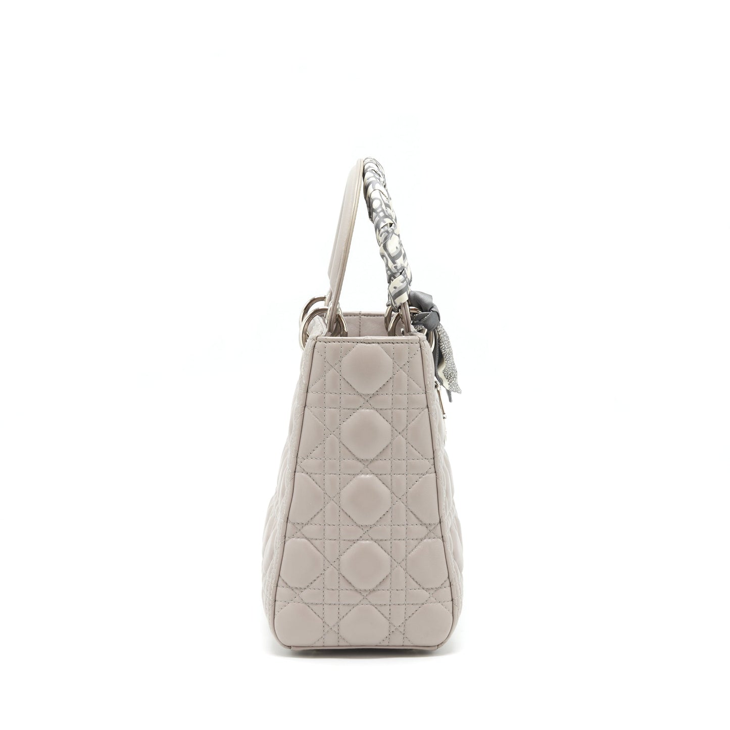 Dior Lady Dior Medium Lambskin Grey With An Extra Twilly