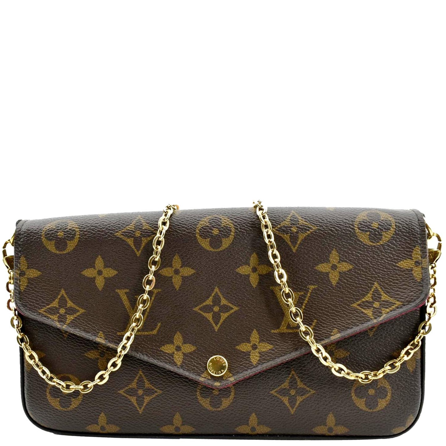 LOUIS VUITTON Felicie Monogram Canvas Pochette Crossbody Bag Fuchsia Pink