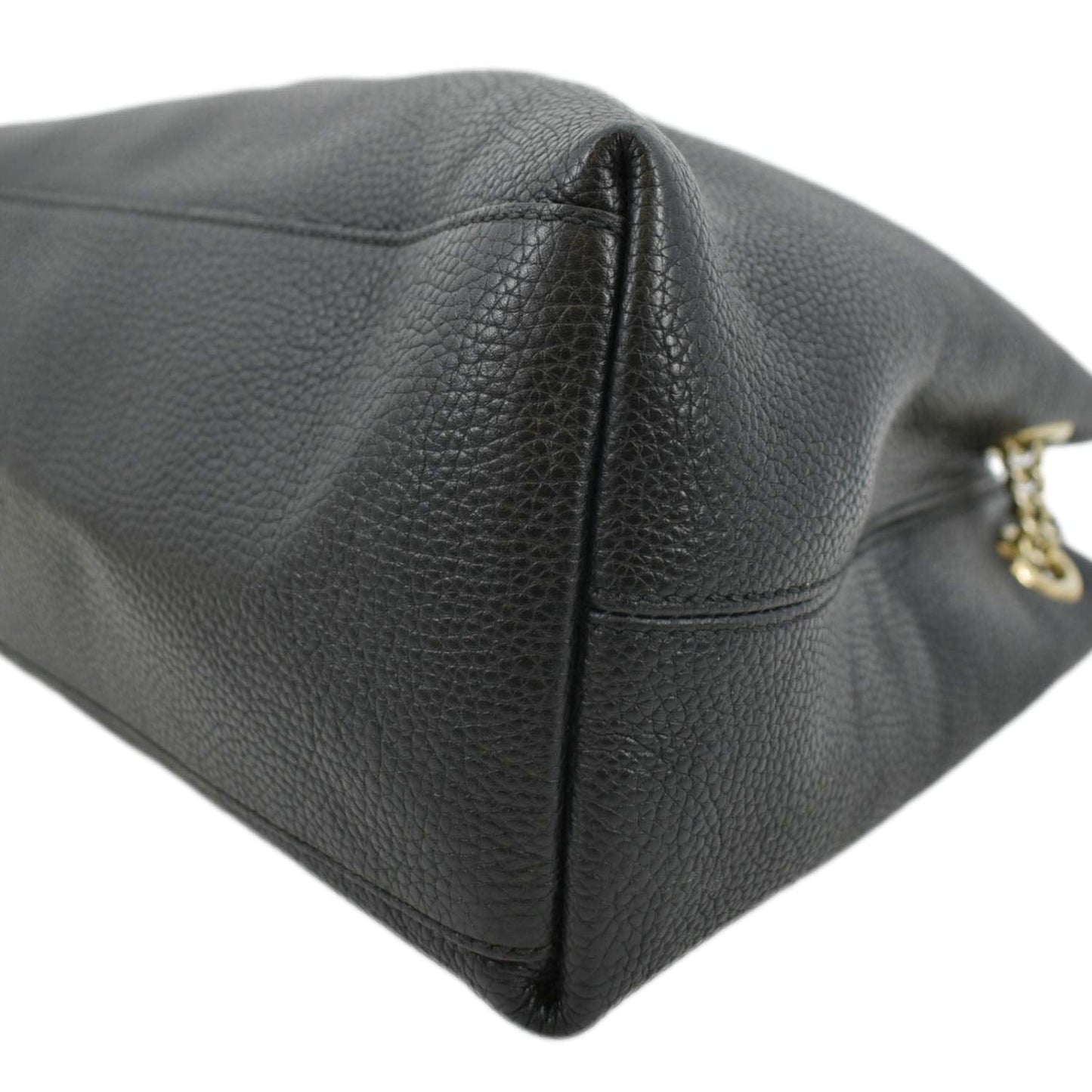 GUCCI Medium Soho Chain Pebbled Leather Tote Bag Black 536196