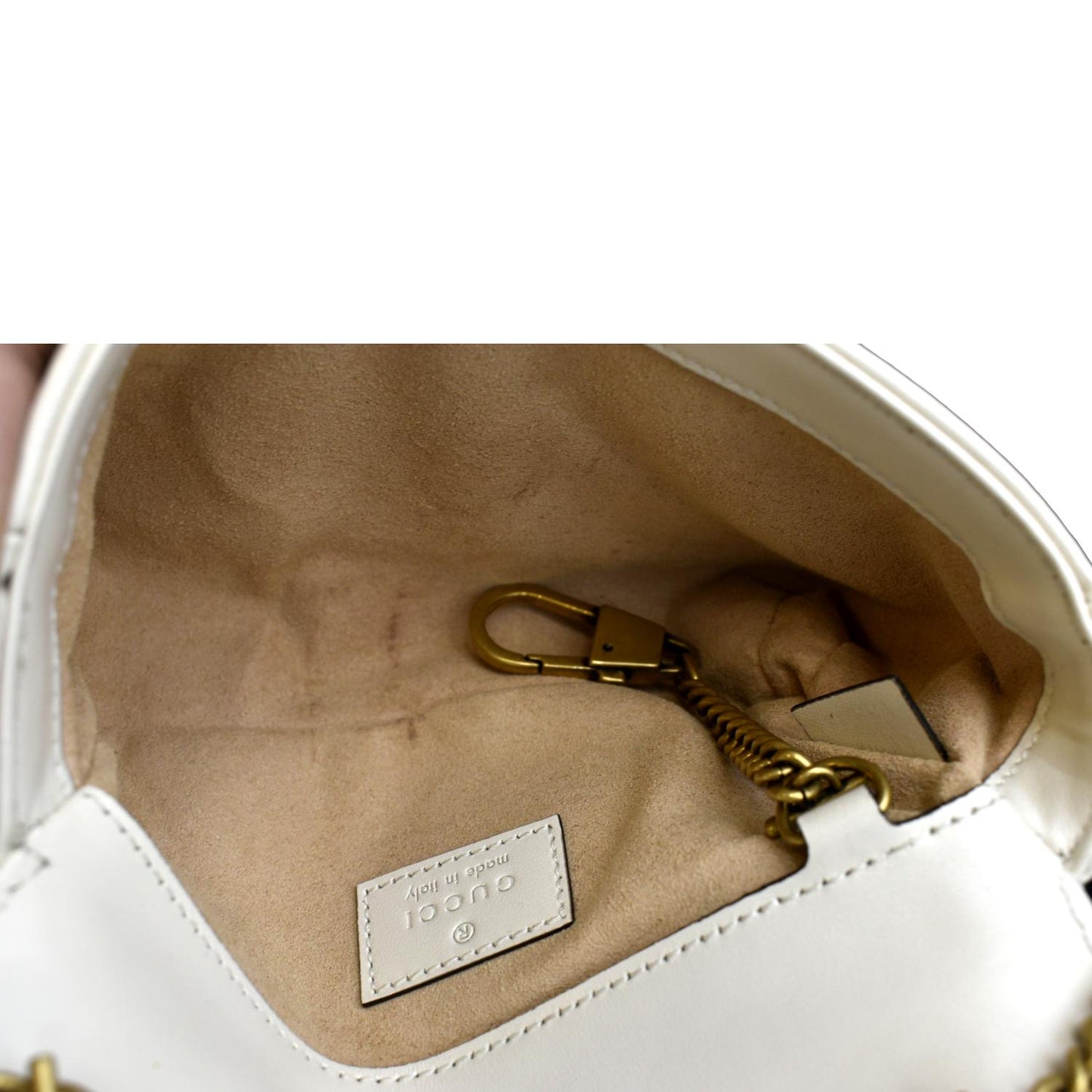 GUCCI GG Marmont Super Mini Matelasse Leather Crossbody Bag White 476433