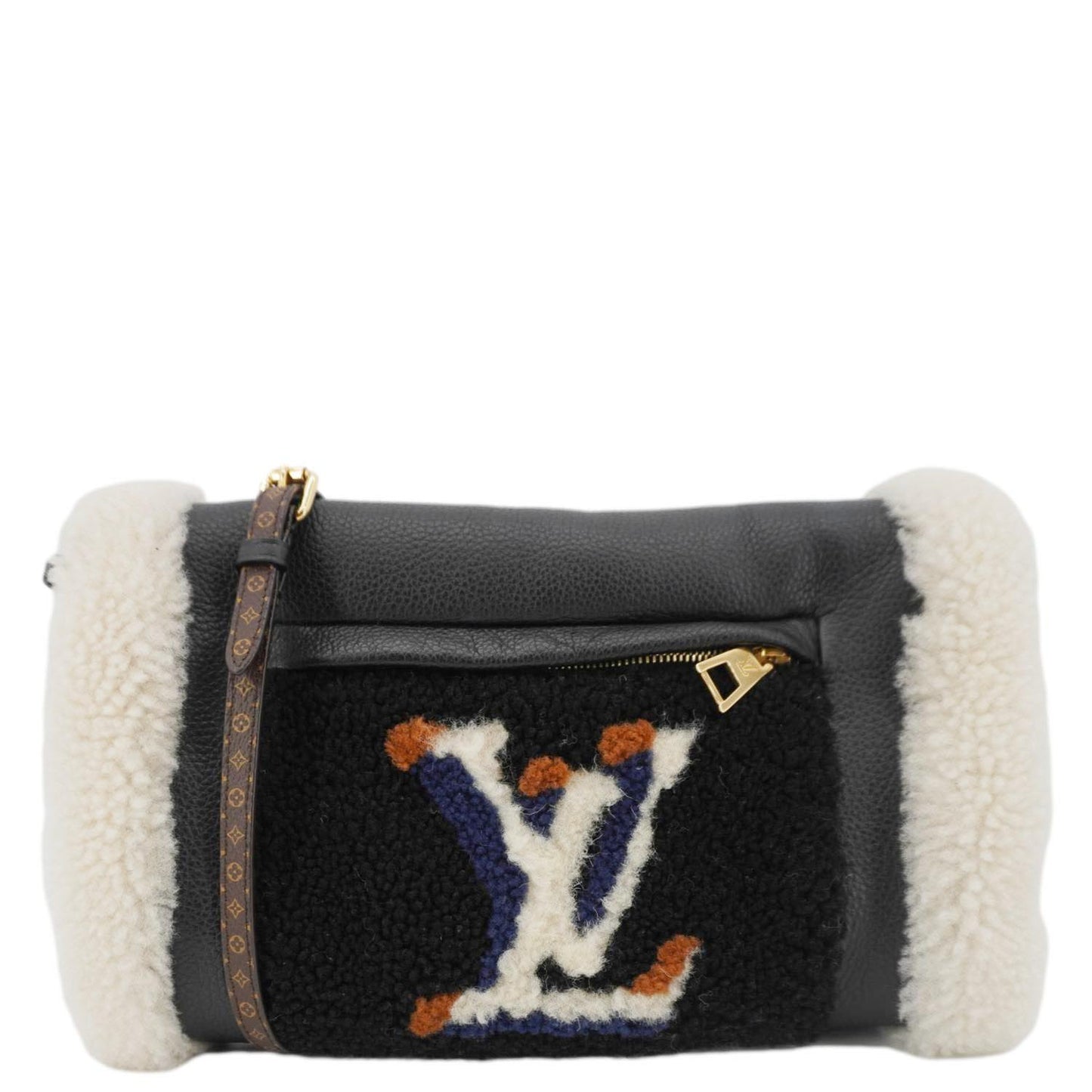 LOUIS VUITTON Teddy Muffle Monogram Calfskin Leather Shoulder Bag Black