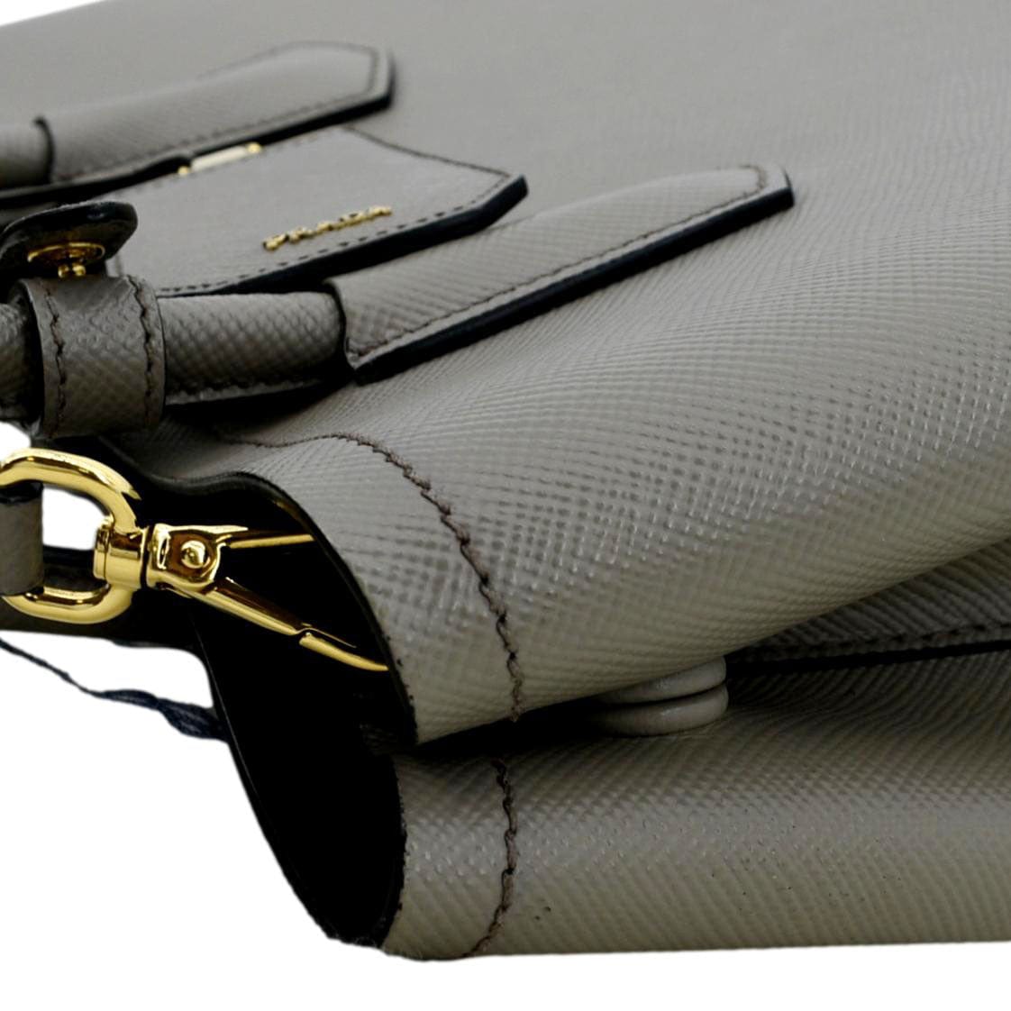 PRADA Double Handle Saffiano Leather Tote Bag Grey