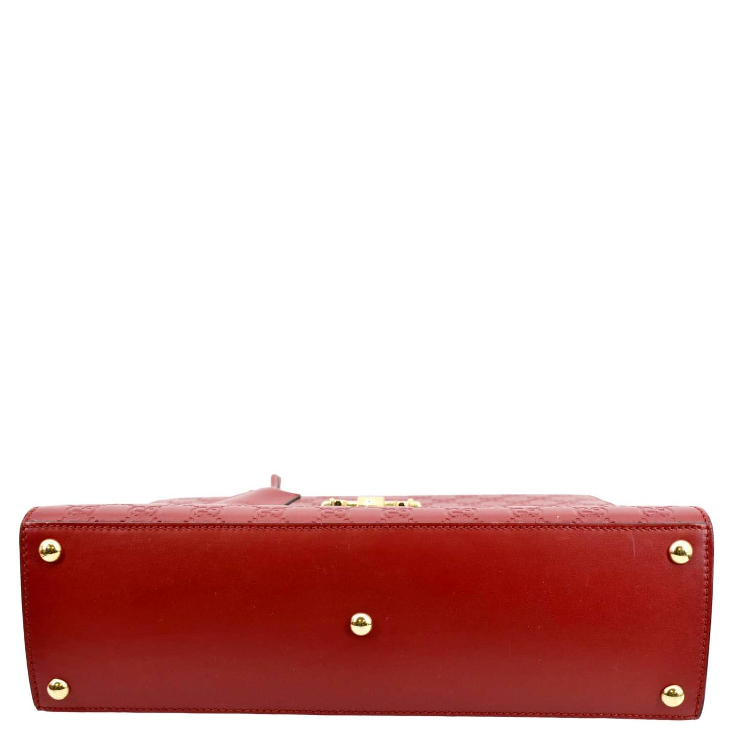 GUCCI Signature Medium Padlock Leather Top Handle Shoulder Bag Red 428208