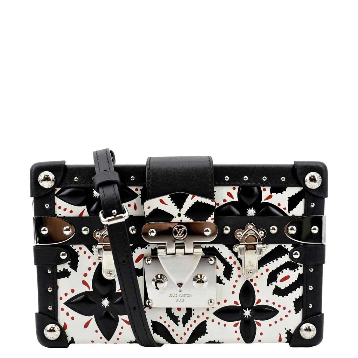 LOUIS VUITTON Petite Malle Graphic Print Leather Crossbody Bag Black/Multicolor