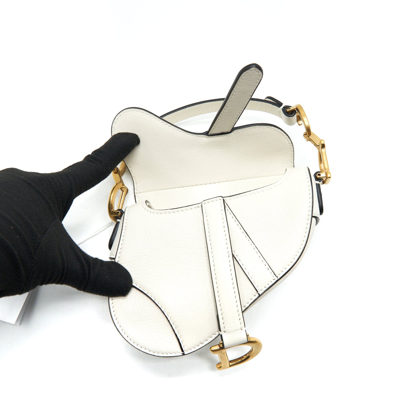 Dior Micro (Super Mini) Saddle Purse Goat Skin White