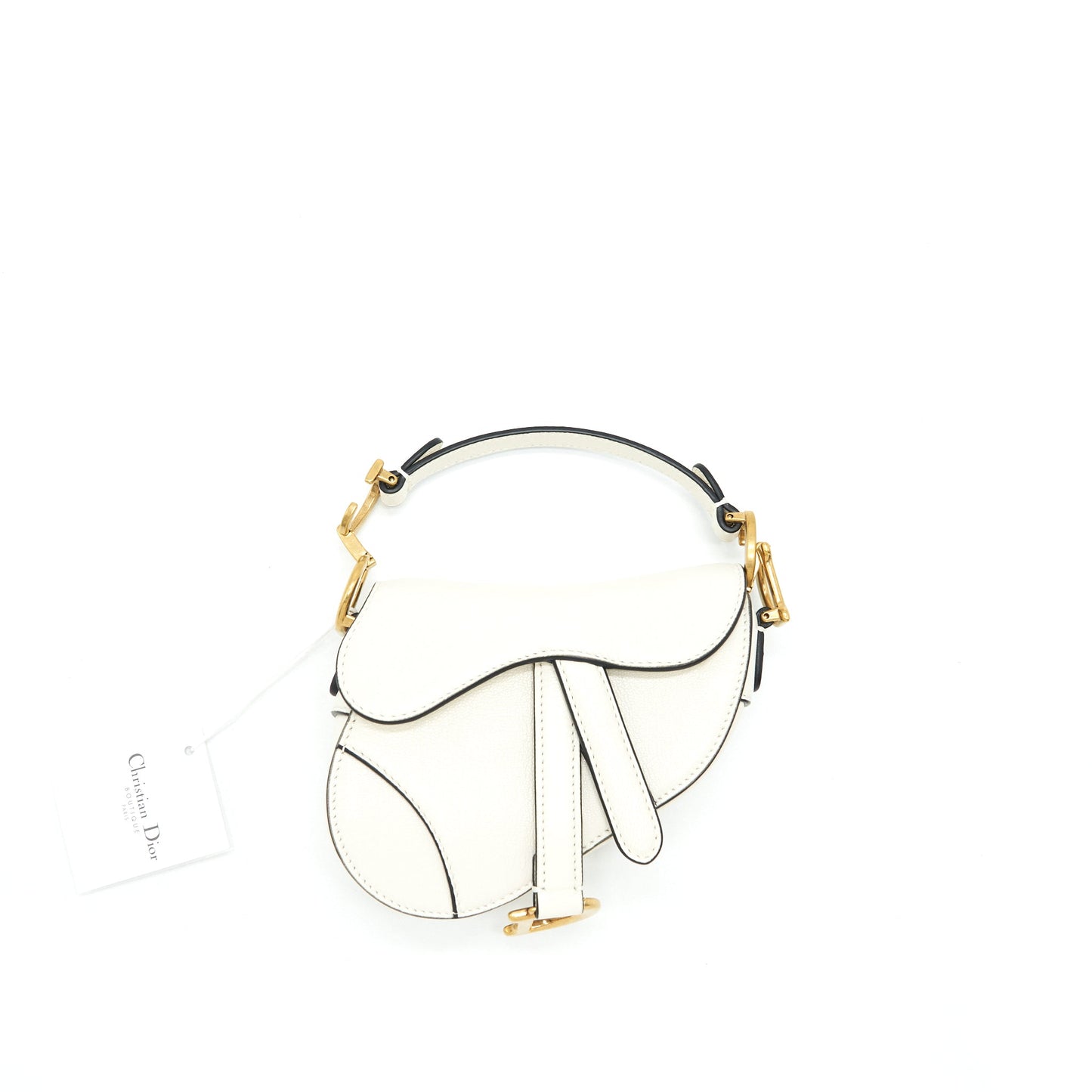 Dior Micro (Super Mini) Saddle Purse Goat Skin White