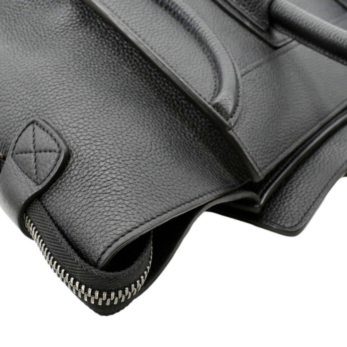 CELINE Drummed Mini Luggage Calfskin Leather Tote Bag Black