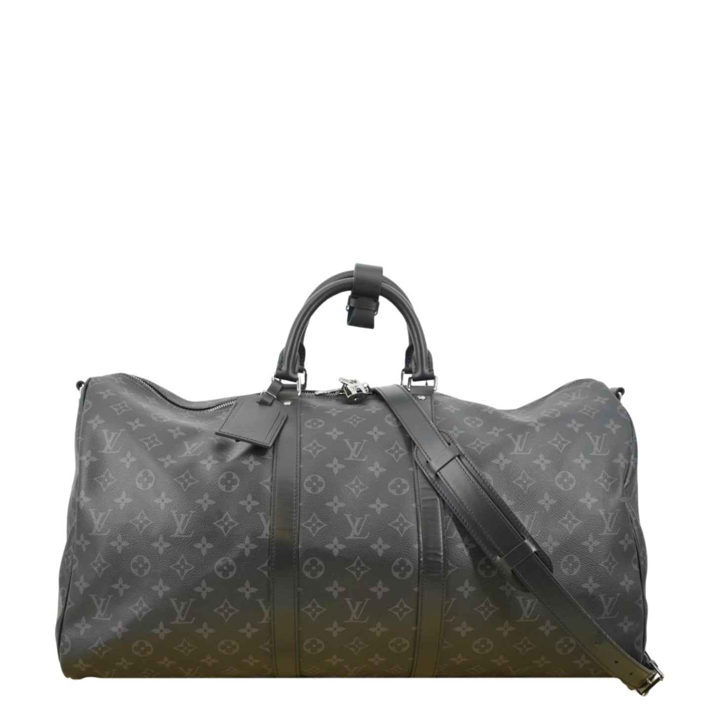 LOUIS VUITTON Keepall 55 Bandouliere Monogram Eclipse Travel Bag Black