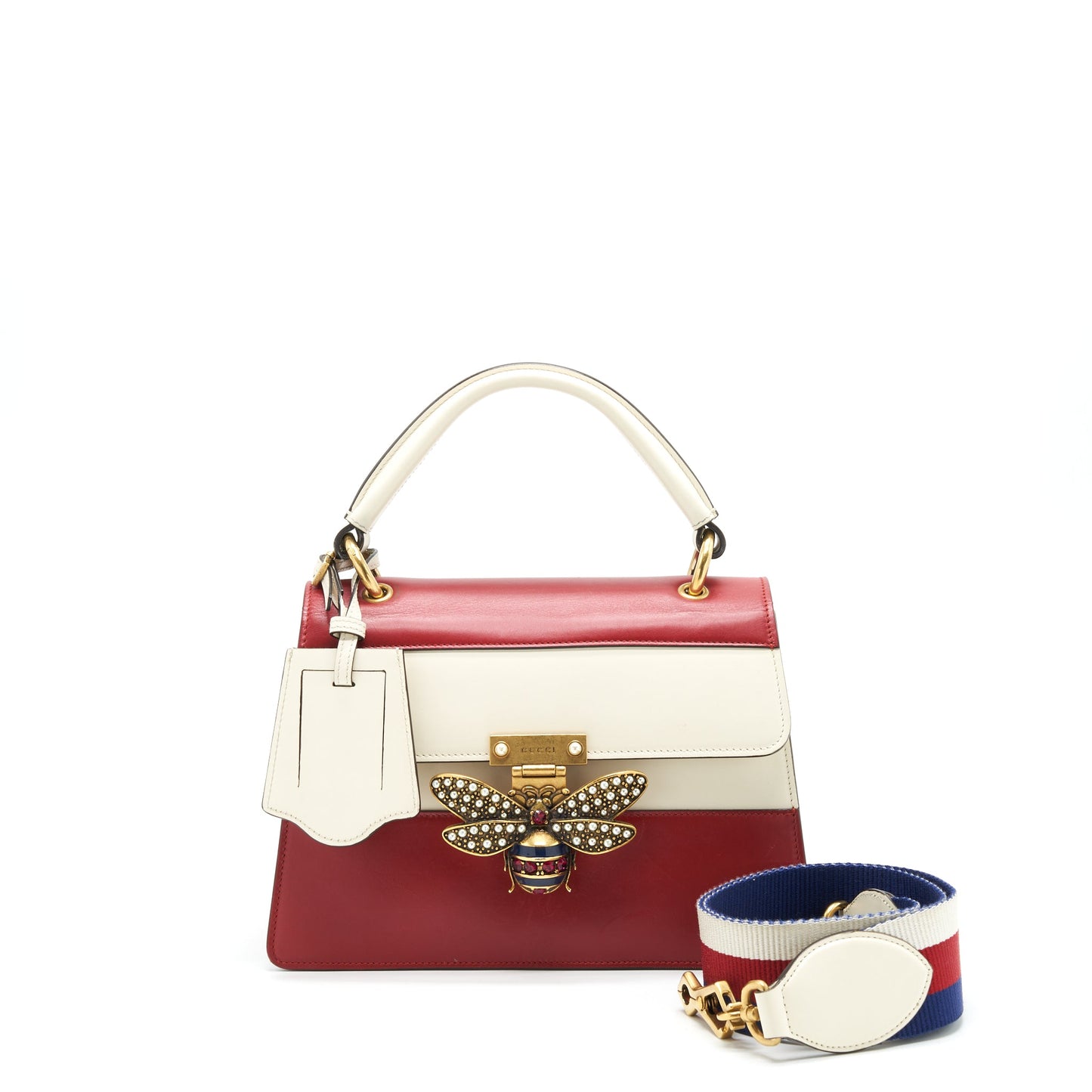 Gucci Queen Margaret Top Handle Purse White/ Red